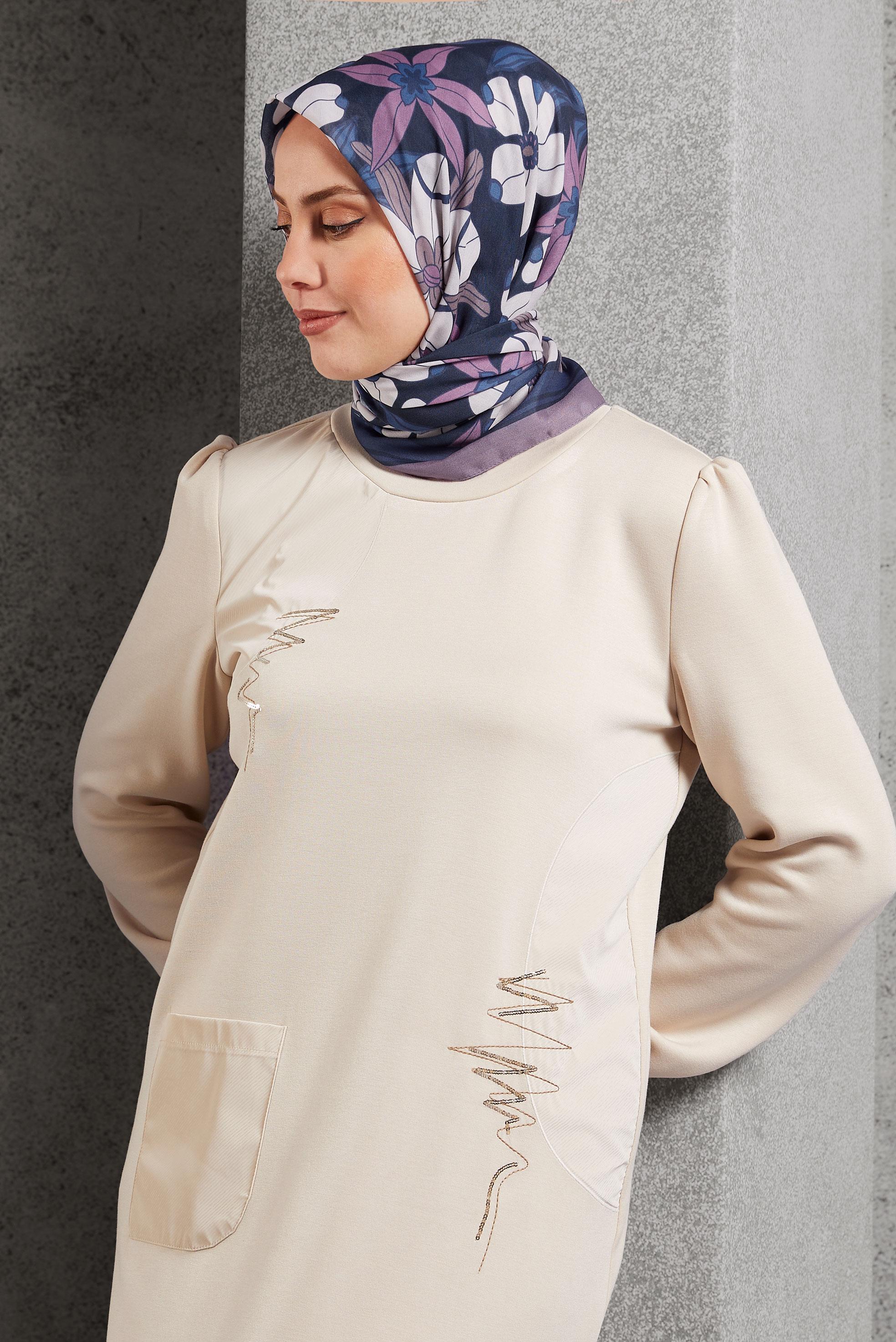 Tesettür giyim MOR ALVİNA DESENLİ EŞARP 8505