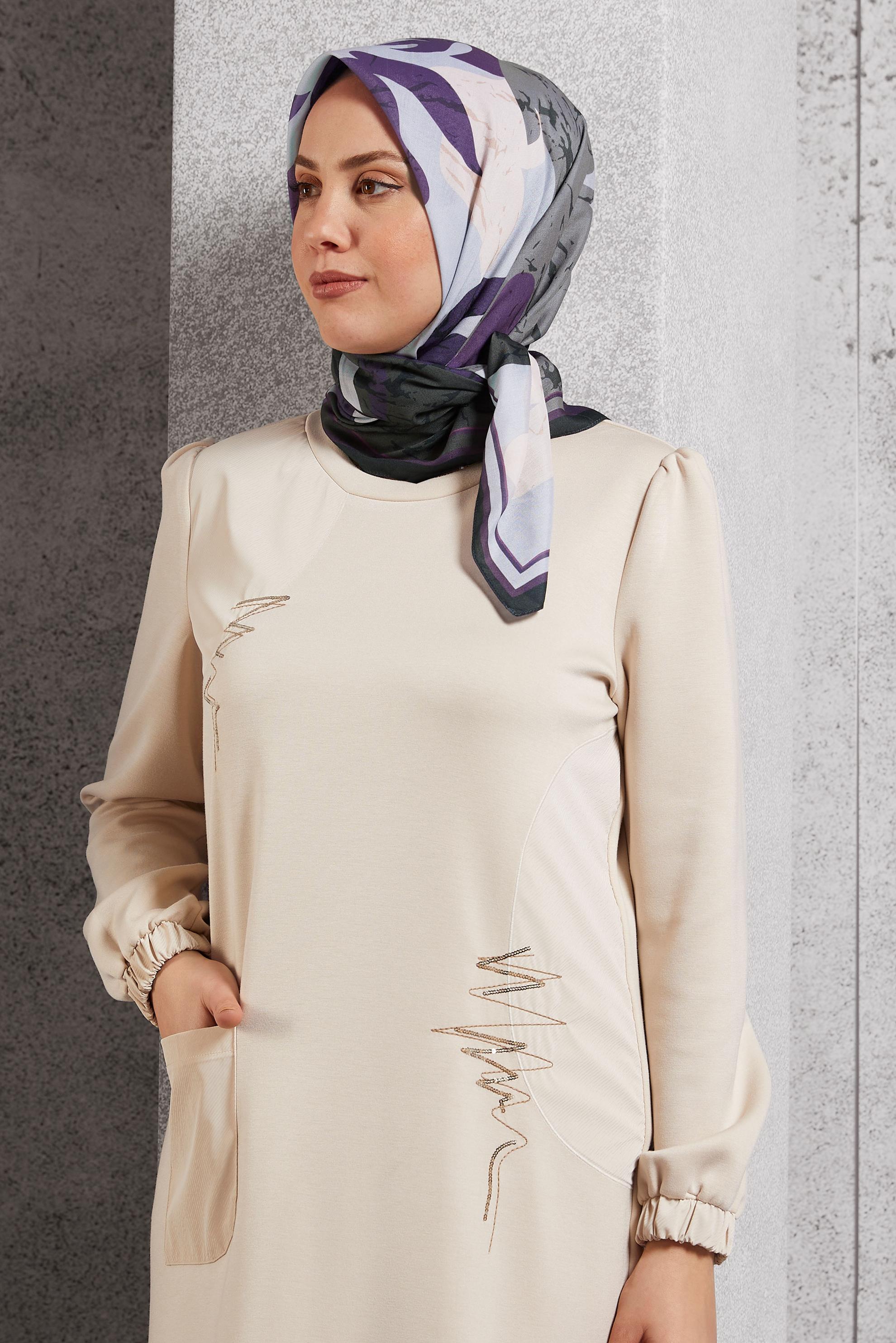 Tesettür giyim MOR  ALVİNA DESENLİ EŞARP 8506