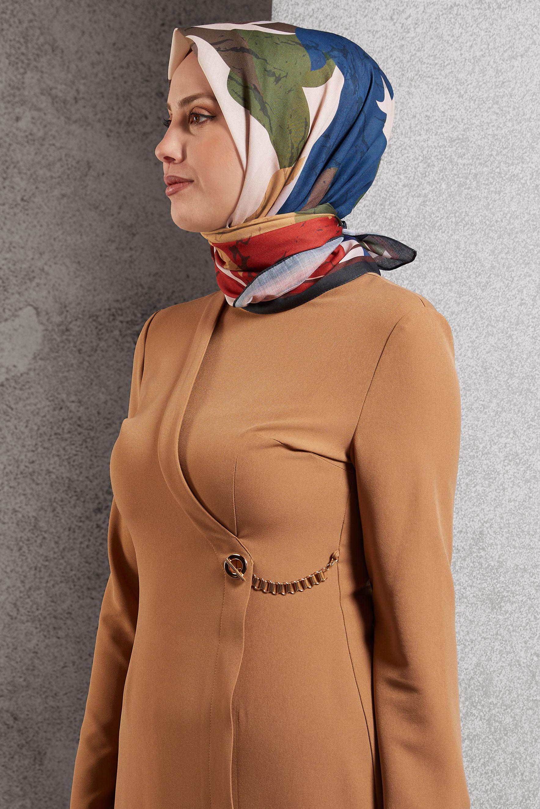 Tesettür giyim HAKİ  ALVİNA DESENLİ EŞARP 8506