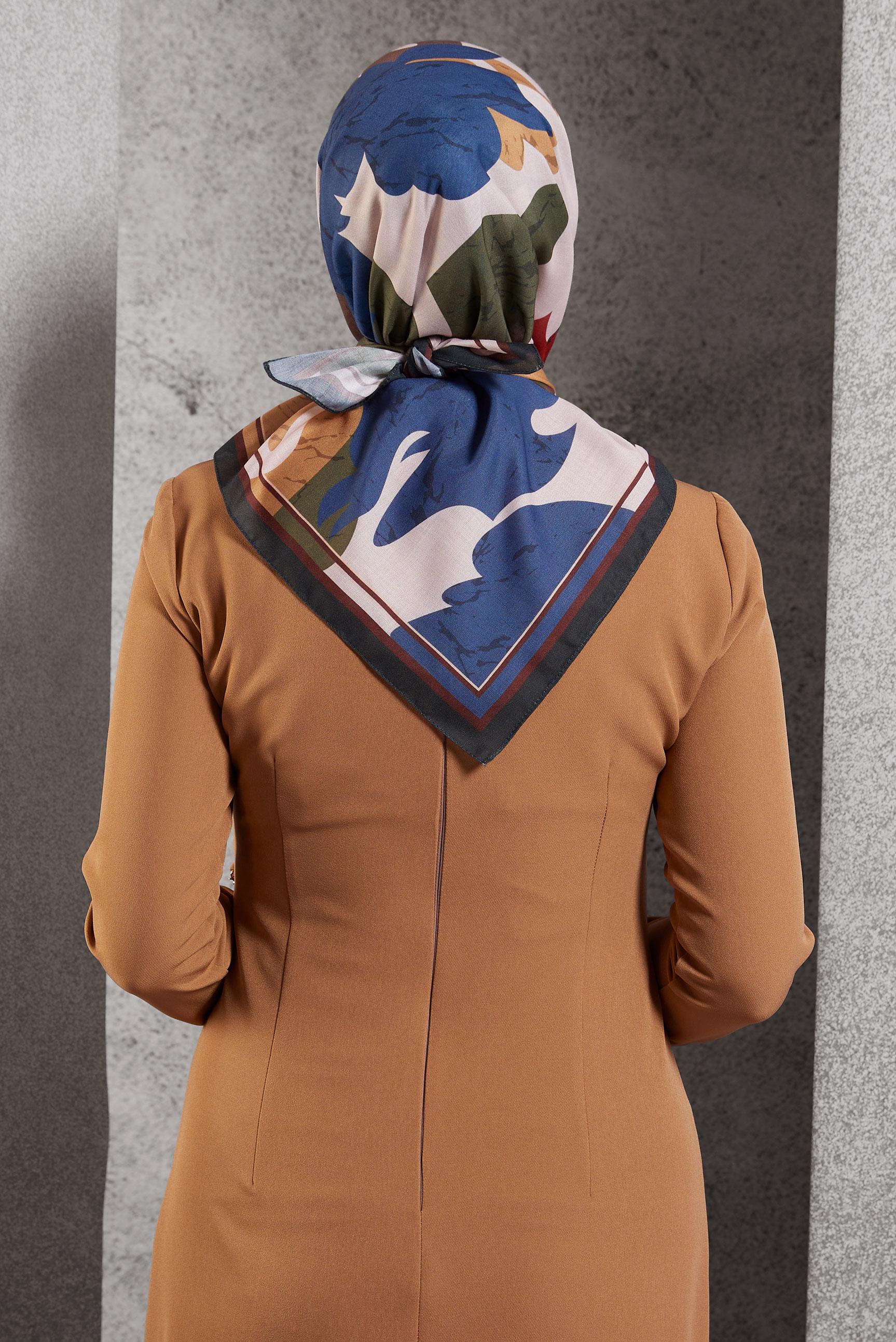 Tesettür giyim HAKİ  ALVİNA DESENLİ EŞARP 8506