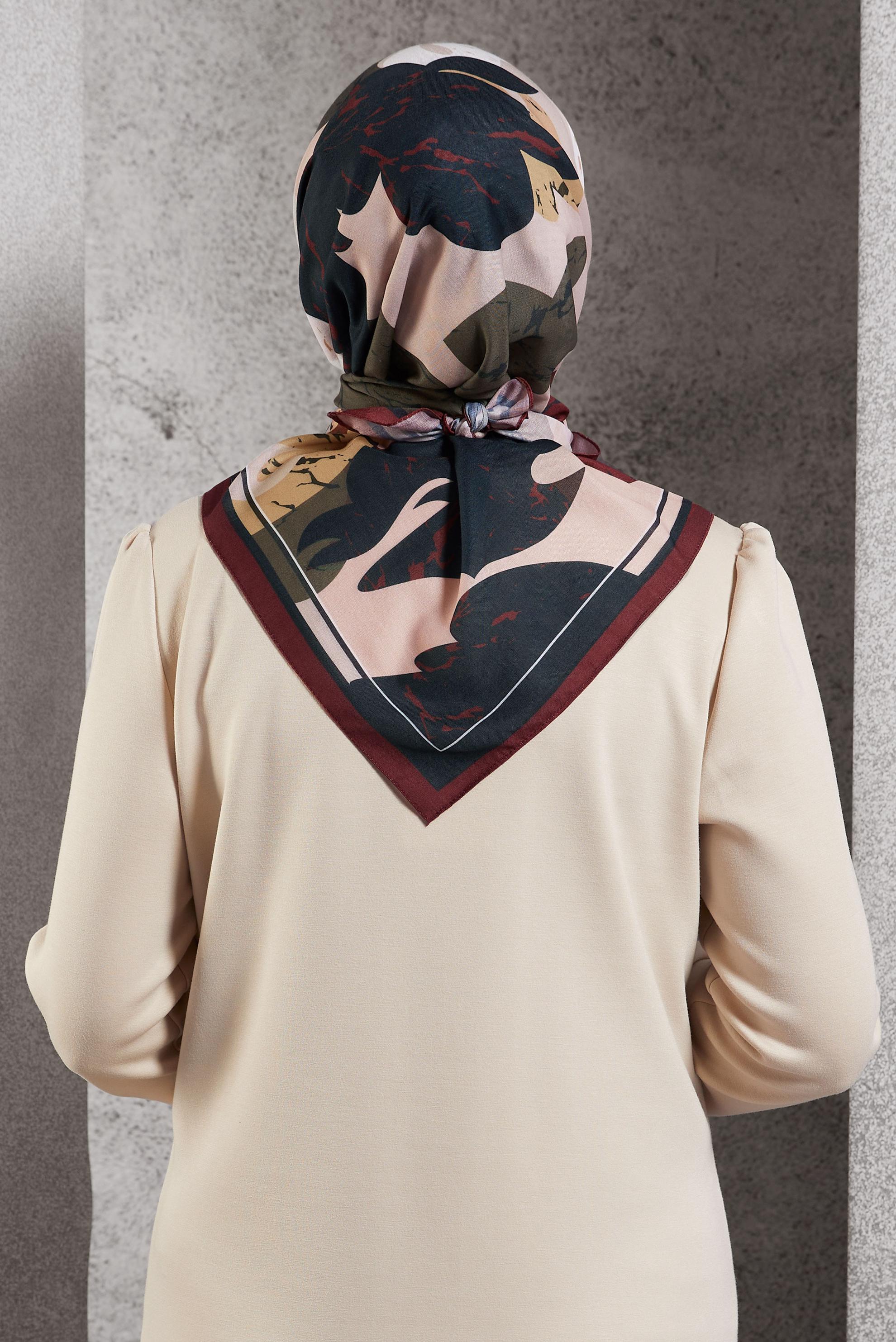 Tesettür giyim TURUNCU  ALVİNA DESENLİ EŞARP 8506