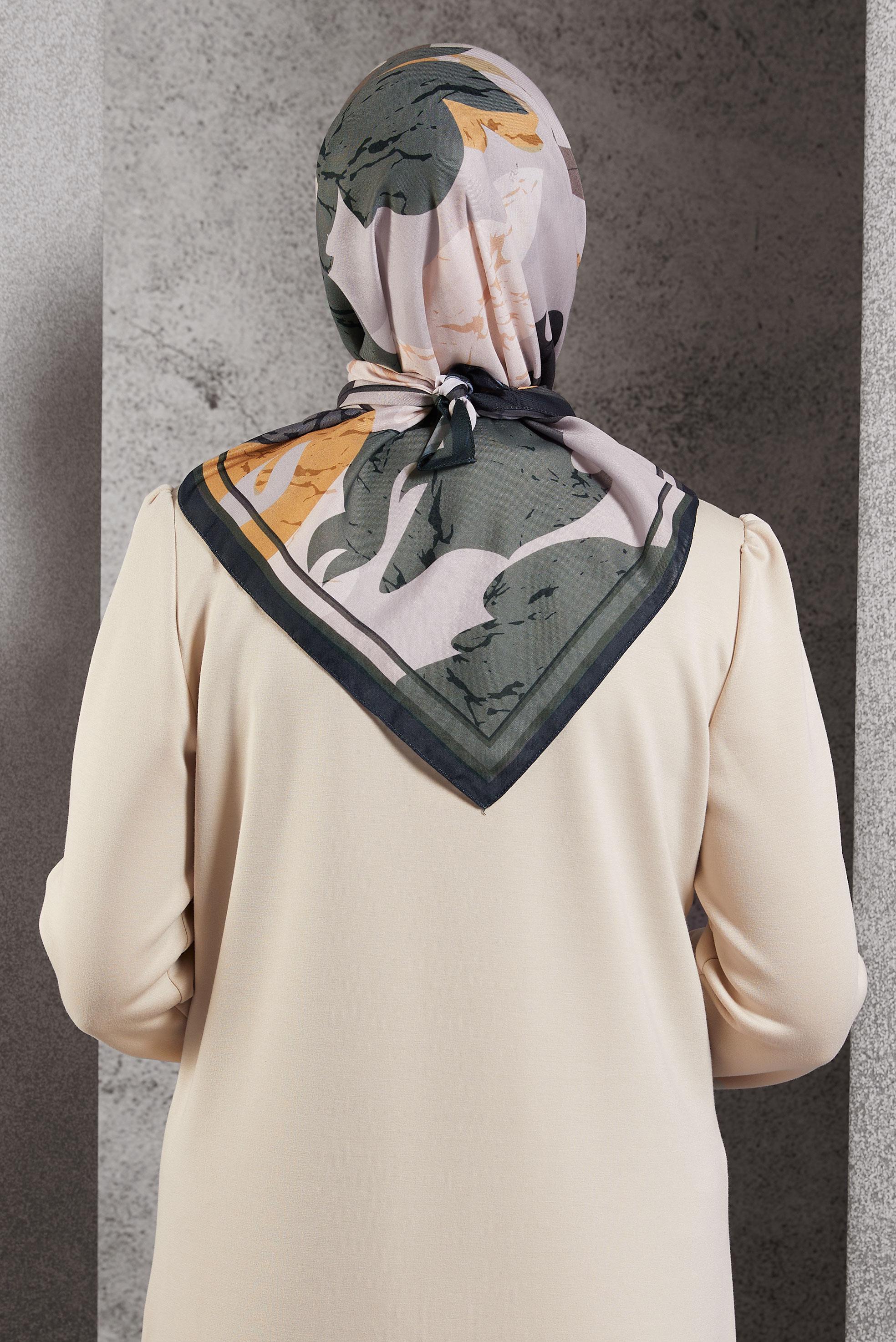 Tesettür giyim MERCAN  ALVİNA DESENLİ EŞARP 8506