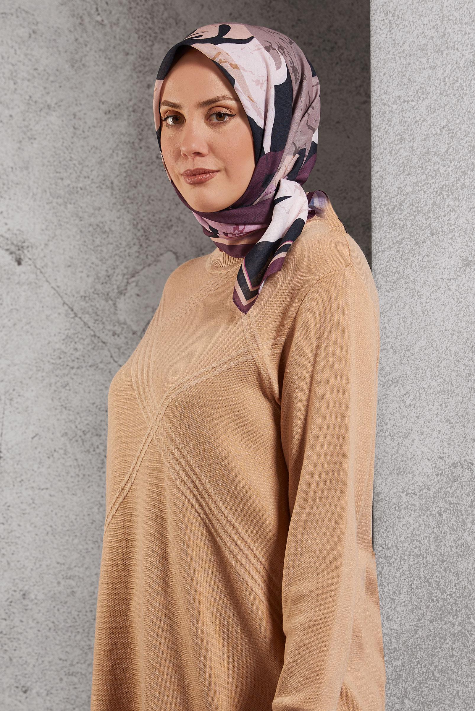 Tesettür giyim BORDO  ALVİNA DESENLİ EŞARP 8506