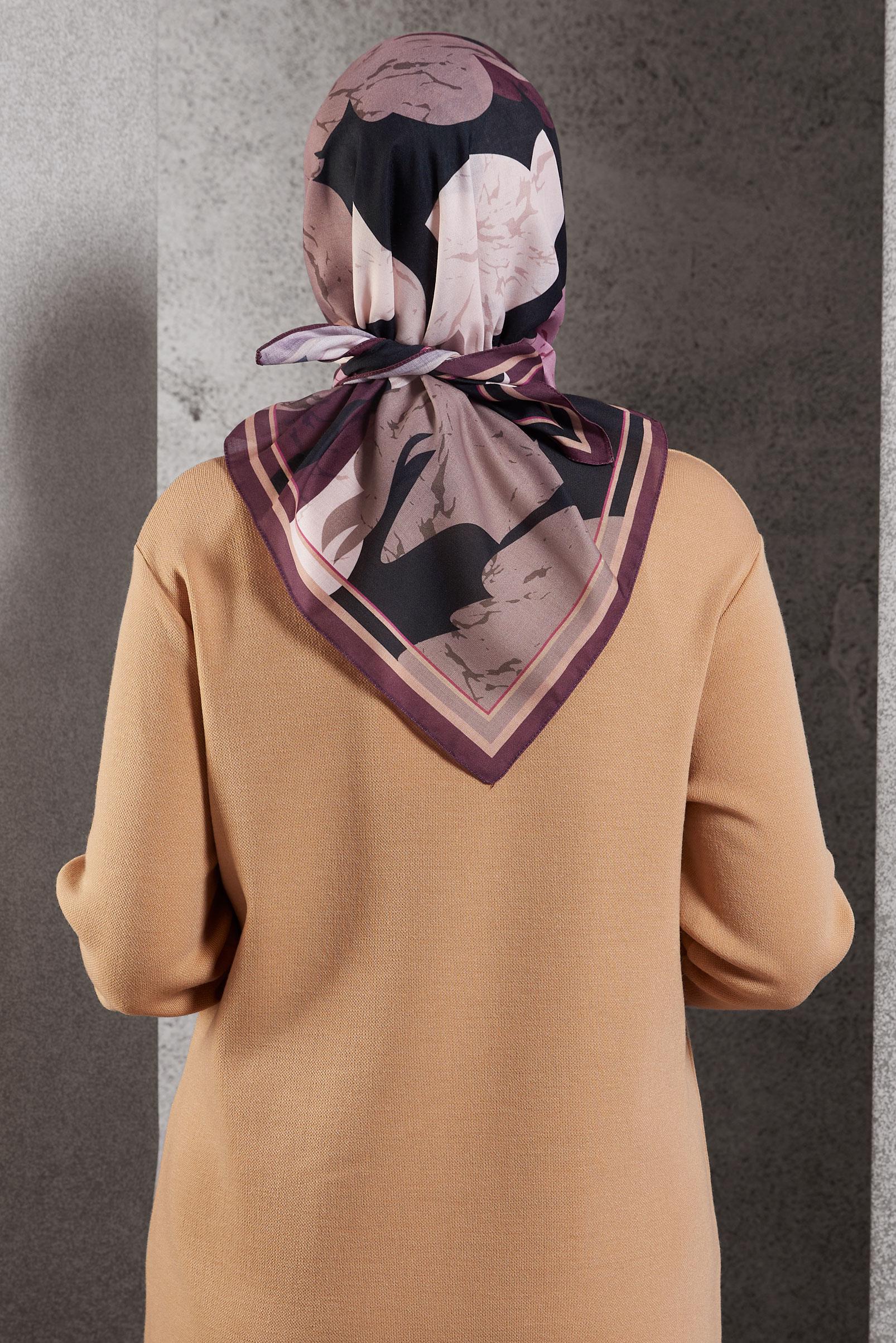 Tesettür giyim BORDO  ALVİNA DESENLİ EŞARP 8506