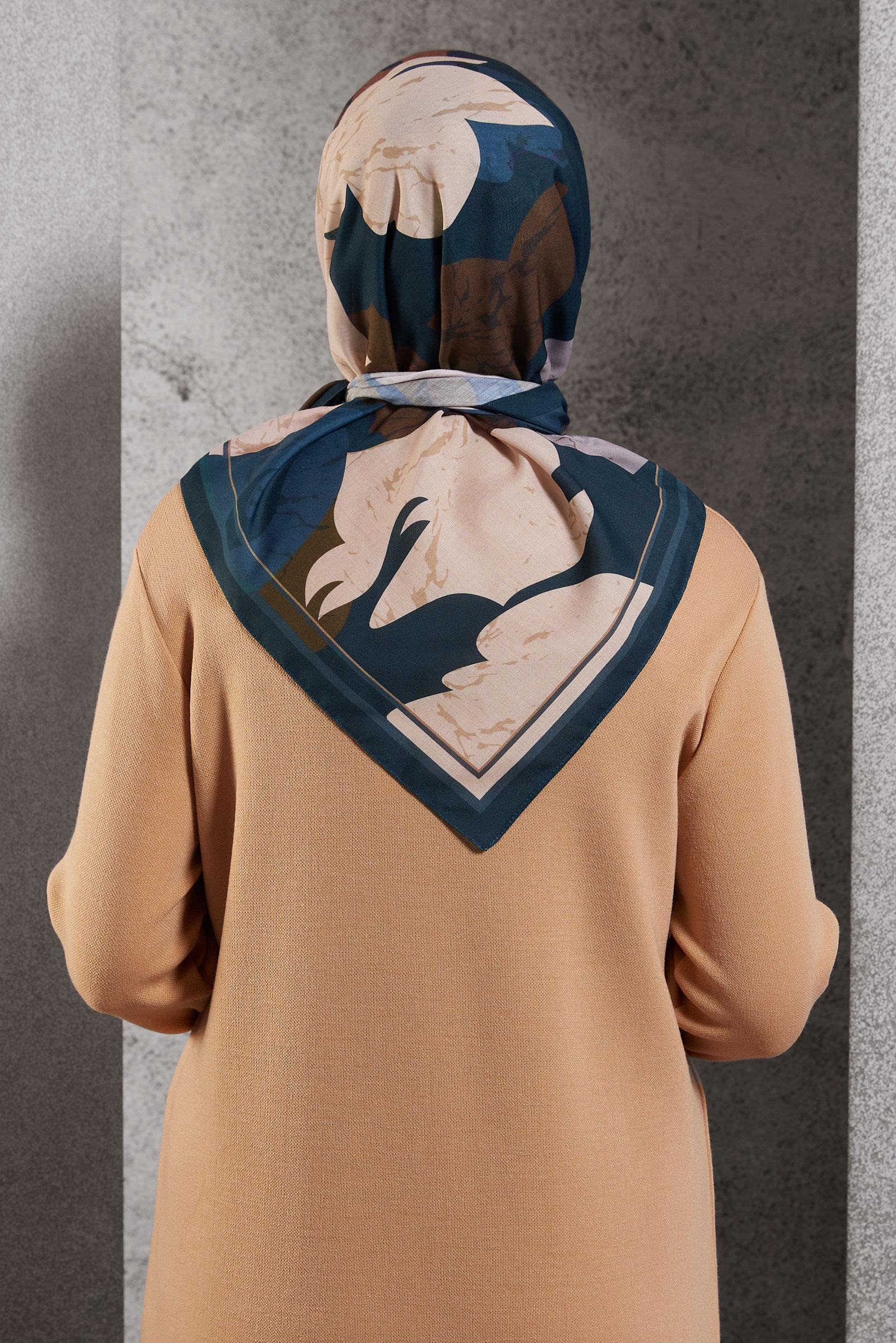 Tesettür giyim YEŞİL  ALVİNA DESENLİ EŞARP 8506