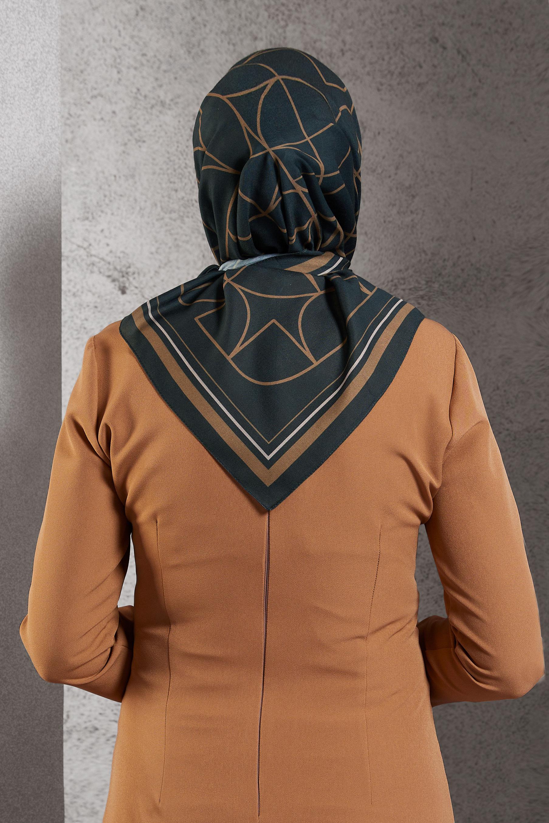 Tesettür giyim KAHVE ALVİNA DESENLİ EŞARP 8507