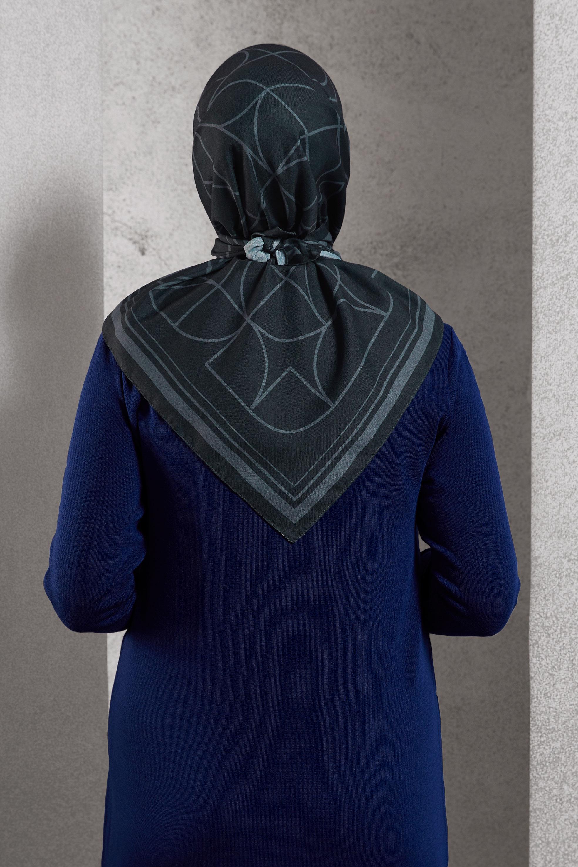 Tesettür giyim GRİ ALVİNA DESENLİ EŞARP 8507