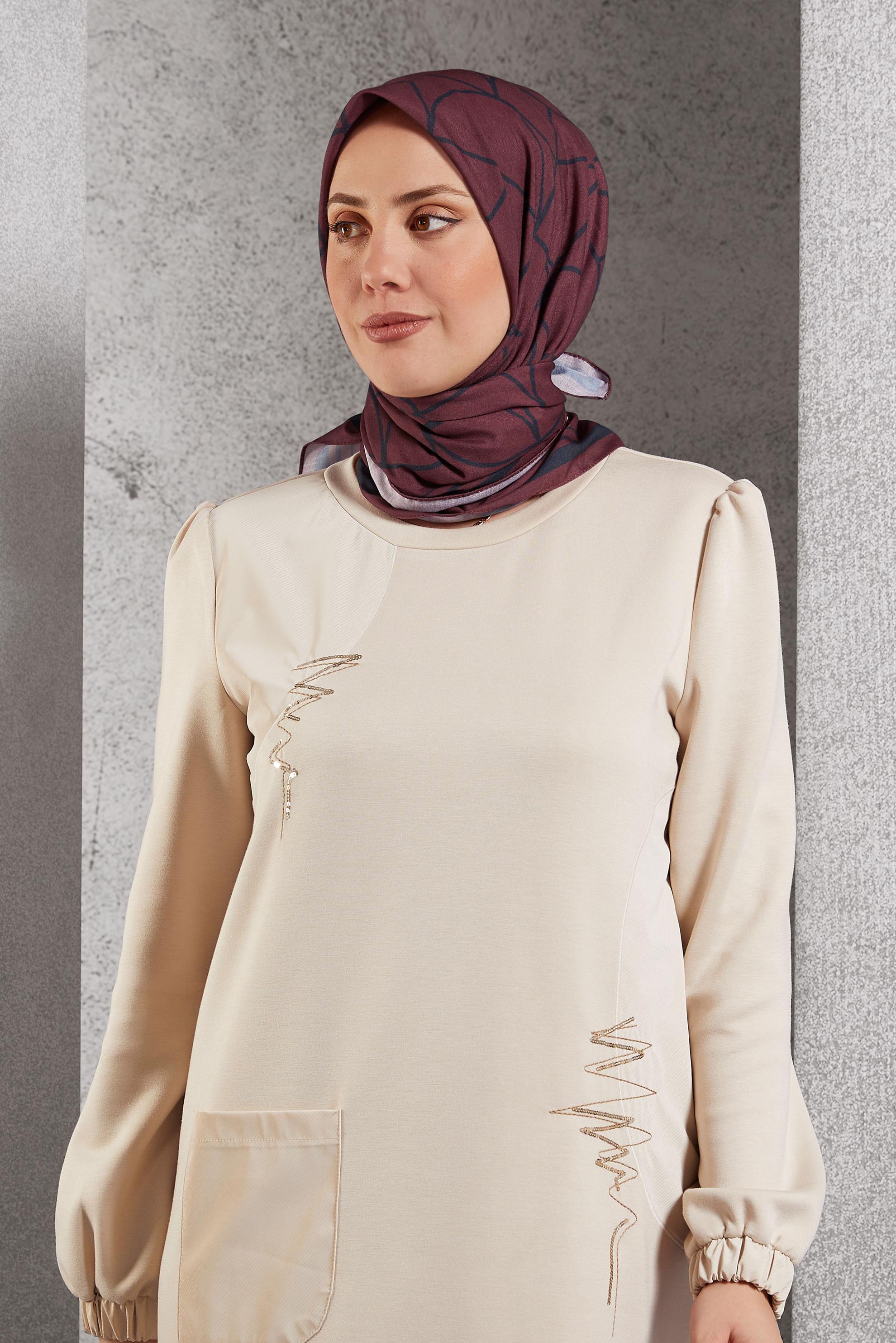 Tesettür giyim BORDO ALVİNA DESENLİ EŞARP 8507