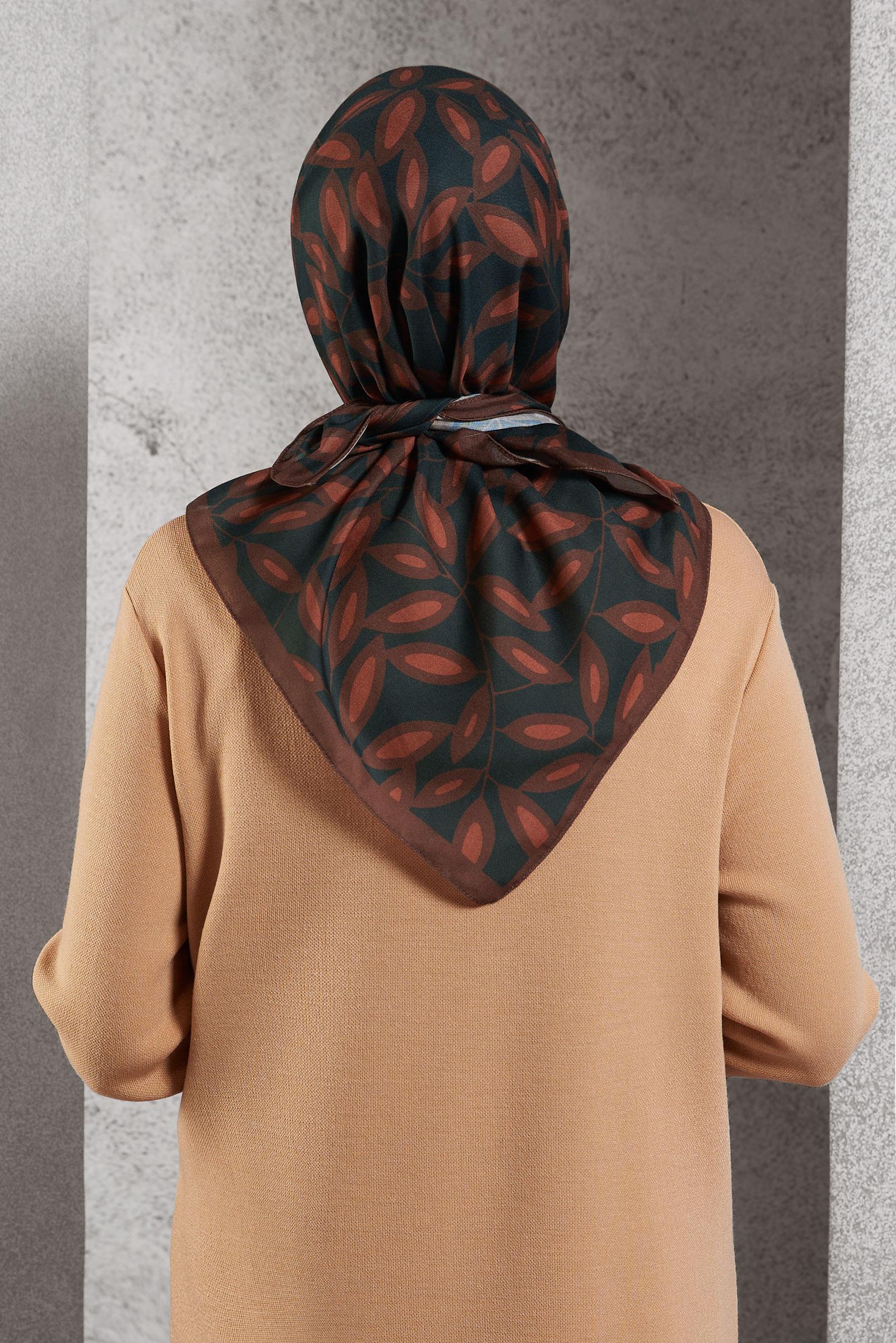 Tesettür giyim TURUNCU ALVİNA DESENLİ EŞARP 8508