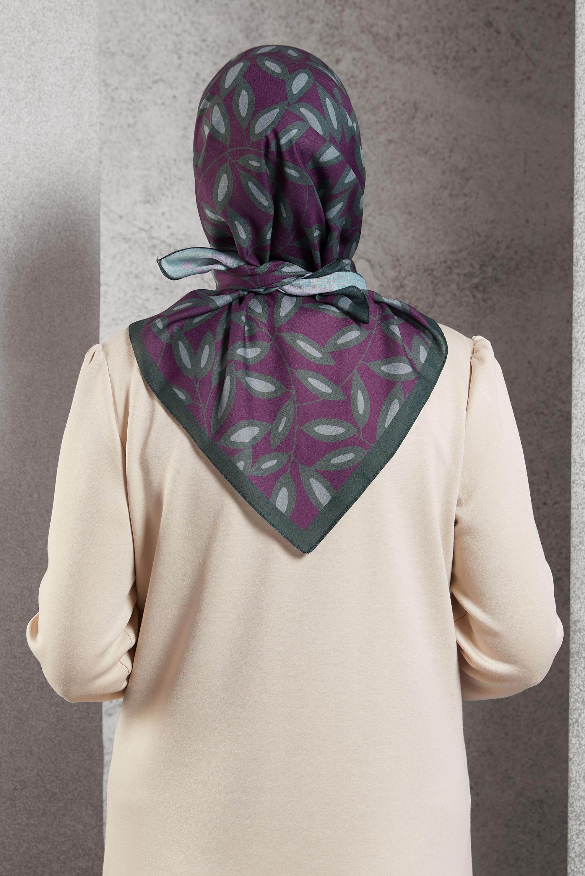 Tesettür giyim MÜRDÜM ALVİNA DESENLİ EŞARP 8508