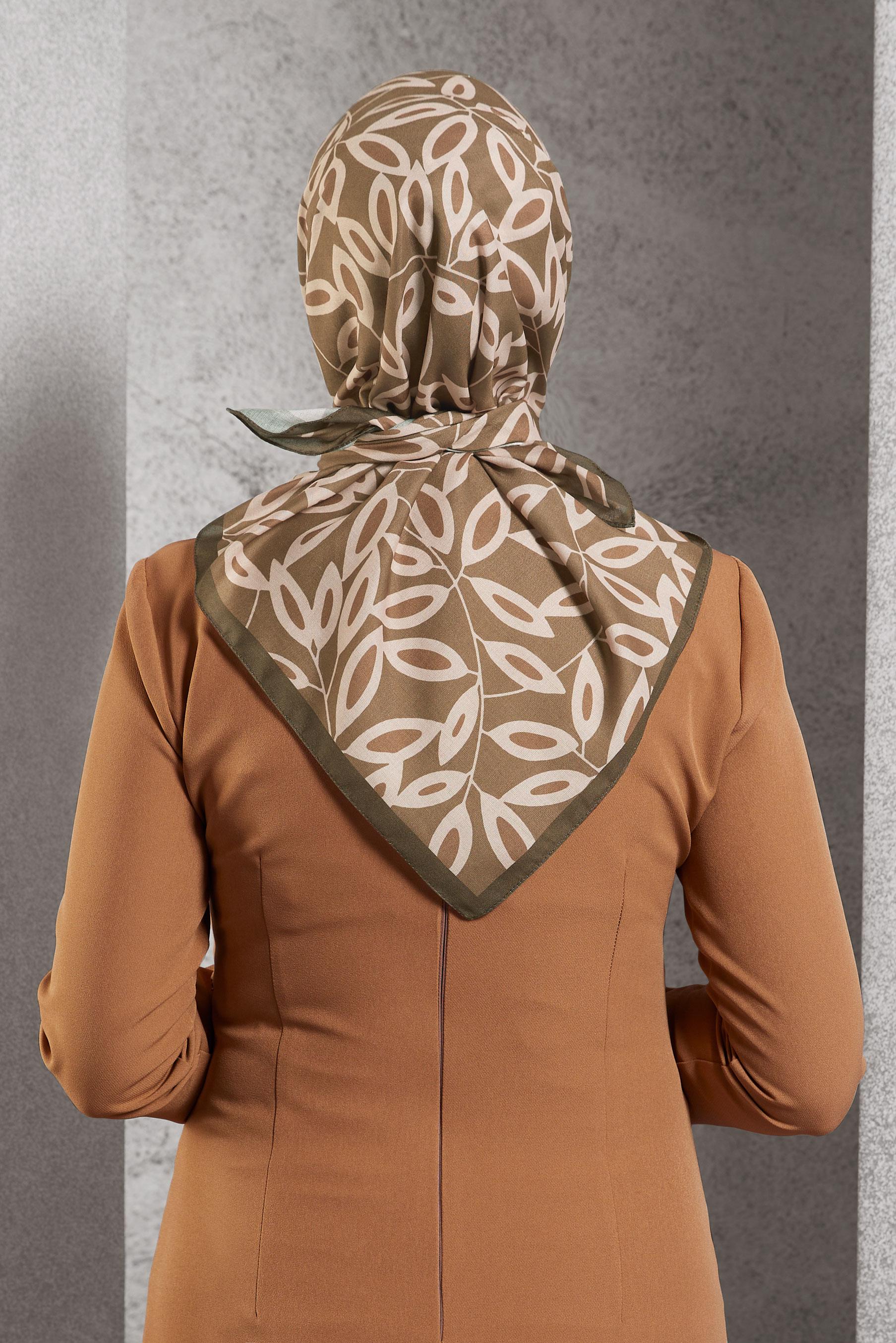 Tesettür giyim PUDRA ALVİNA DESENLİ EŞARP 8508