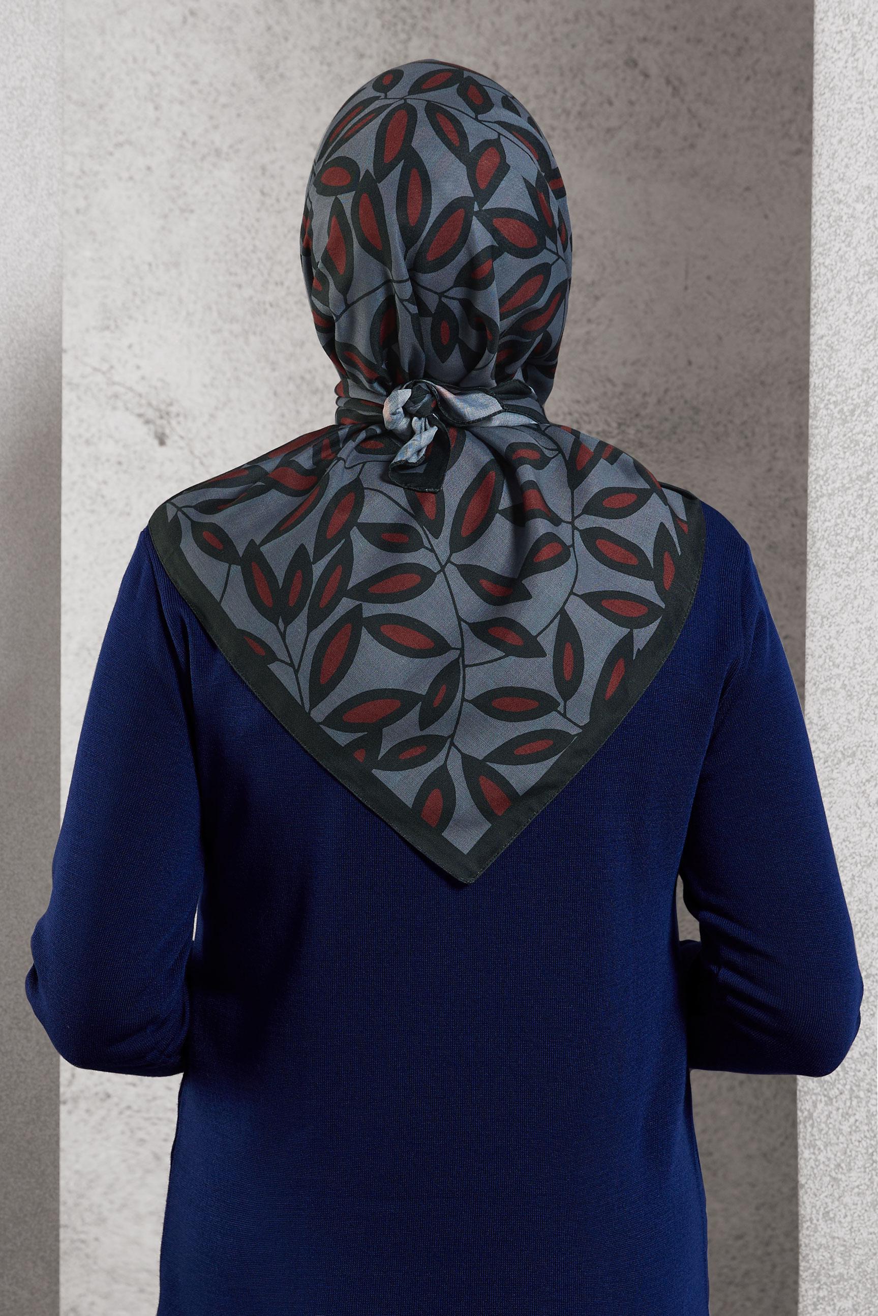 Tesettür giyim GRİ ALVİNA DESENLİ EŞARP 8508