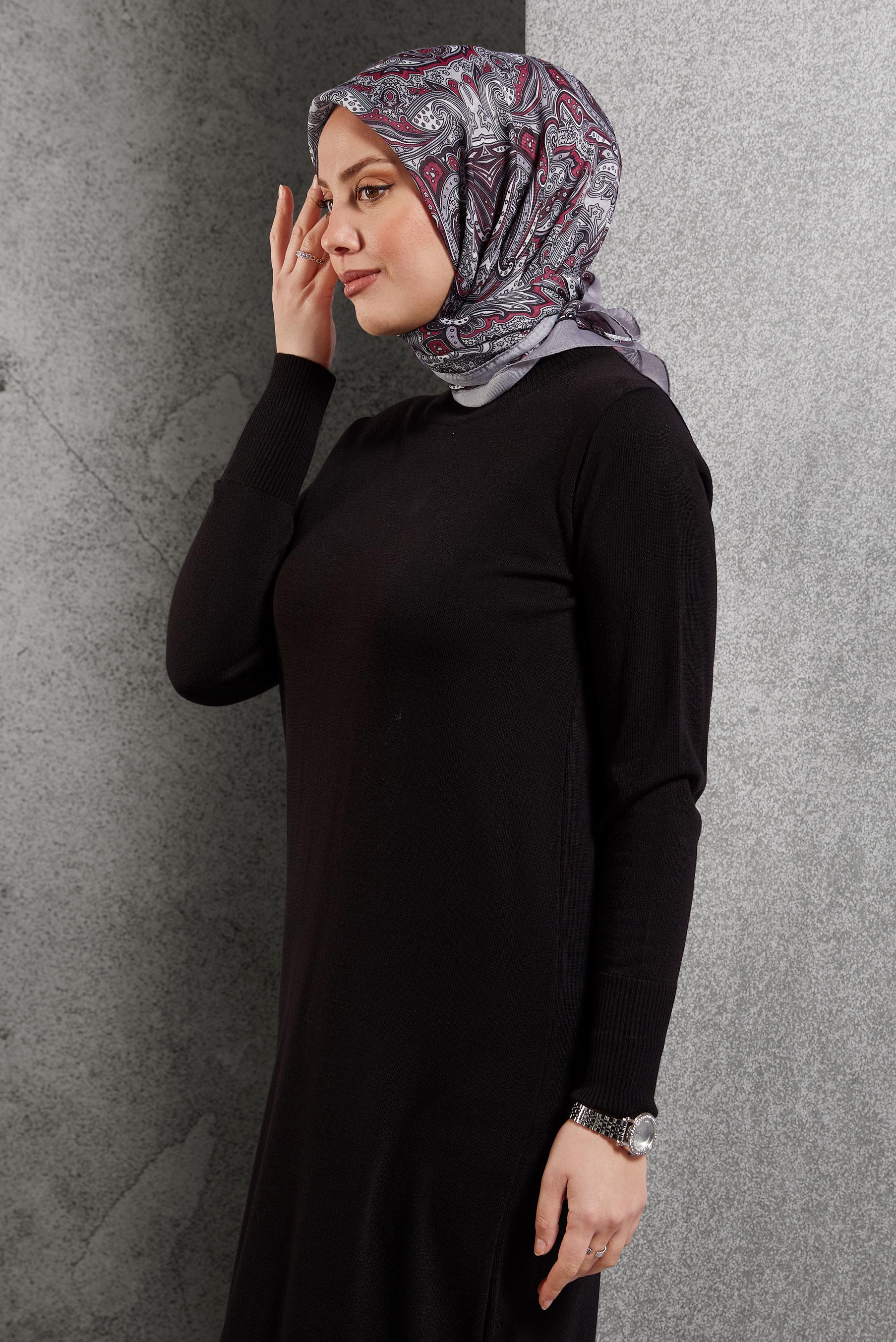 Tesettür giyim GRİ ALVİNA DESENLİ EŞARP 8515