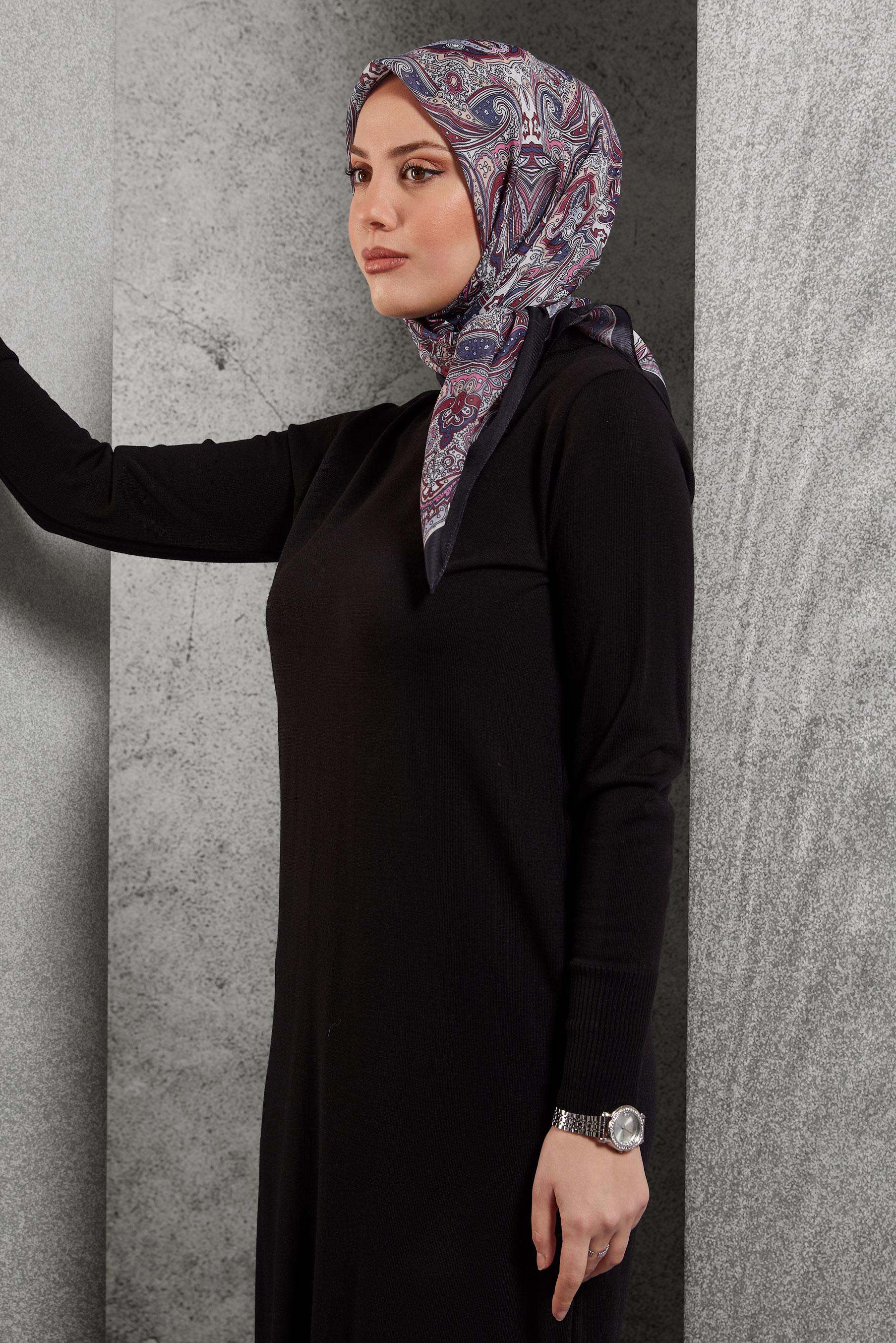 Tesettür giyim BORDO ALVİNA DESENLİ EŞARP 8515