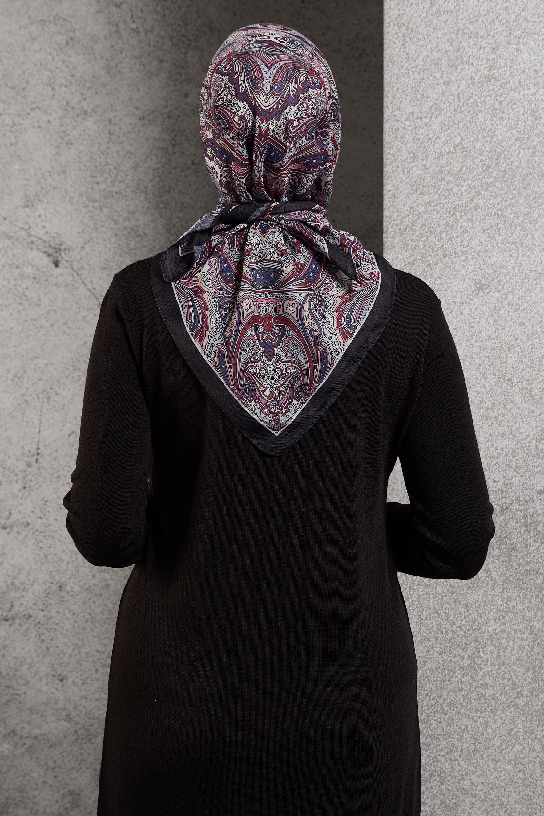 Tesettür giyim BORDO ALVİNA DESENLİ EŞARP 8515