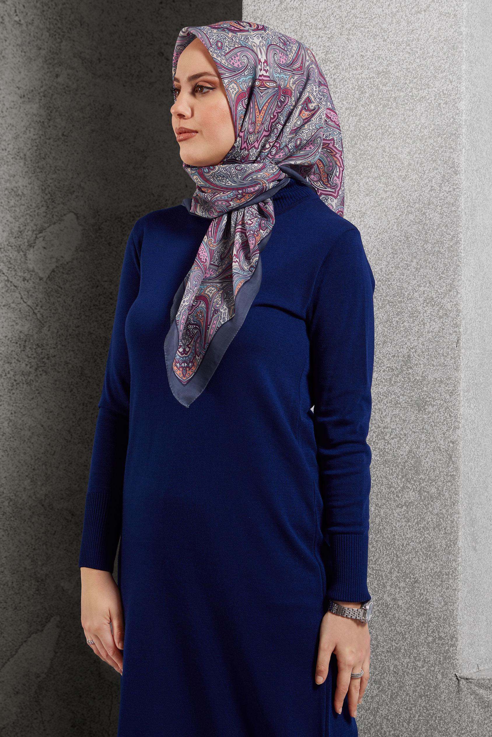 Tesettür giyim FUŞYA ALVİNA DESENLİ EŞARP 8515