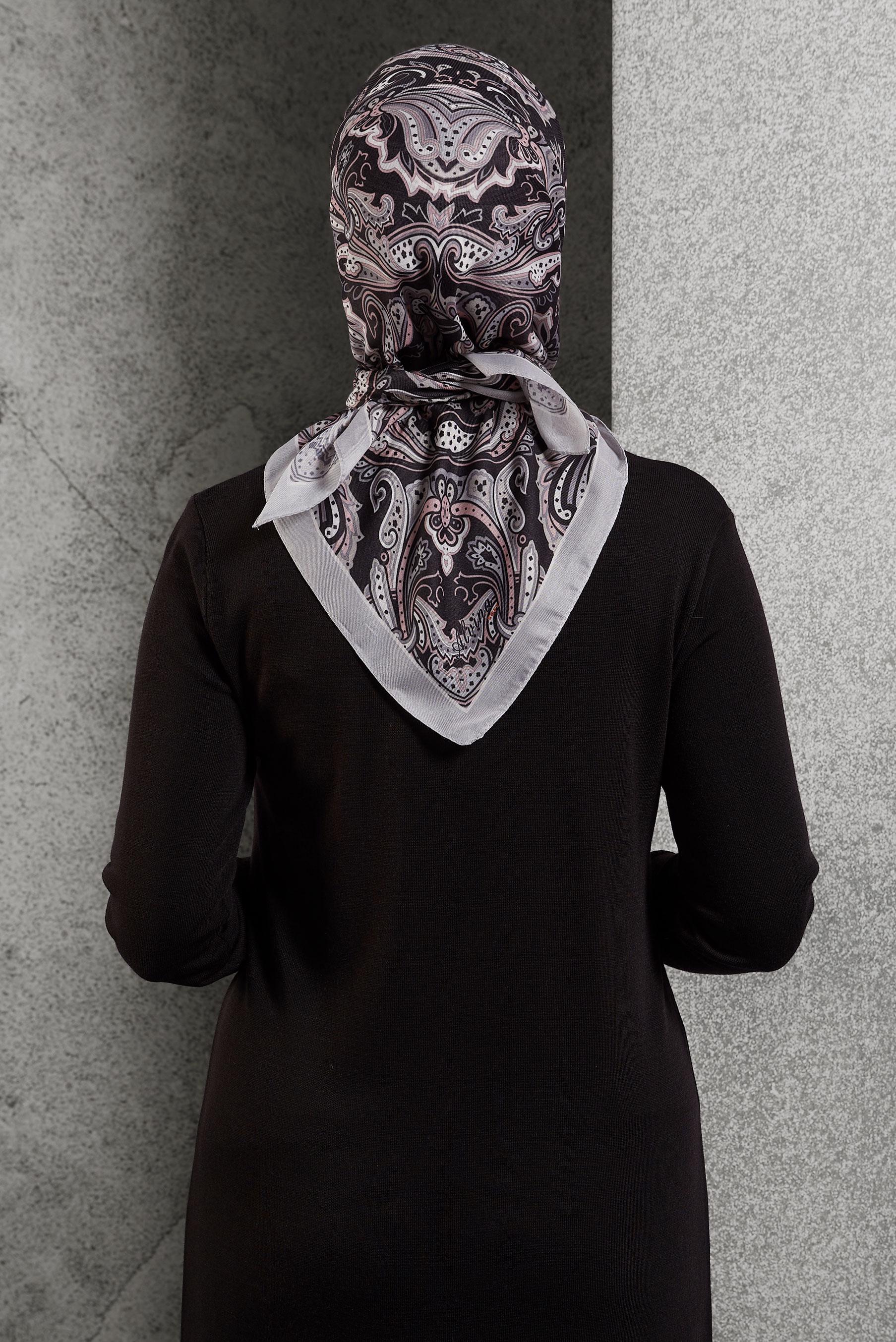 Tesettür giyim GÜMÜŞ ALVİNA DESENLİ EŞARP 8515