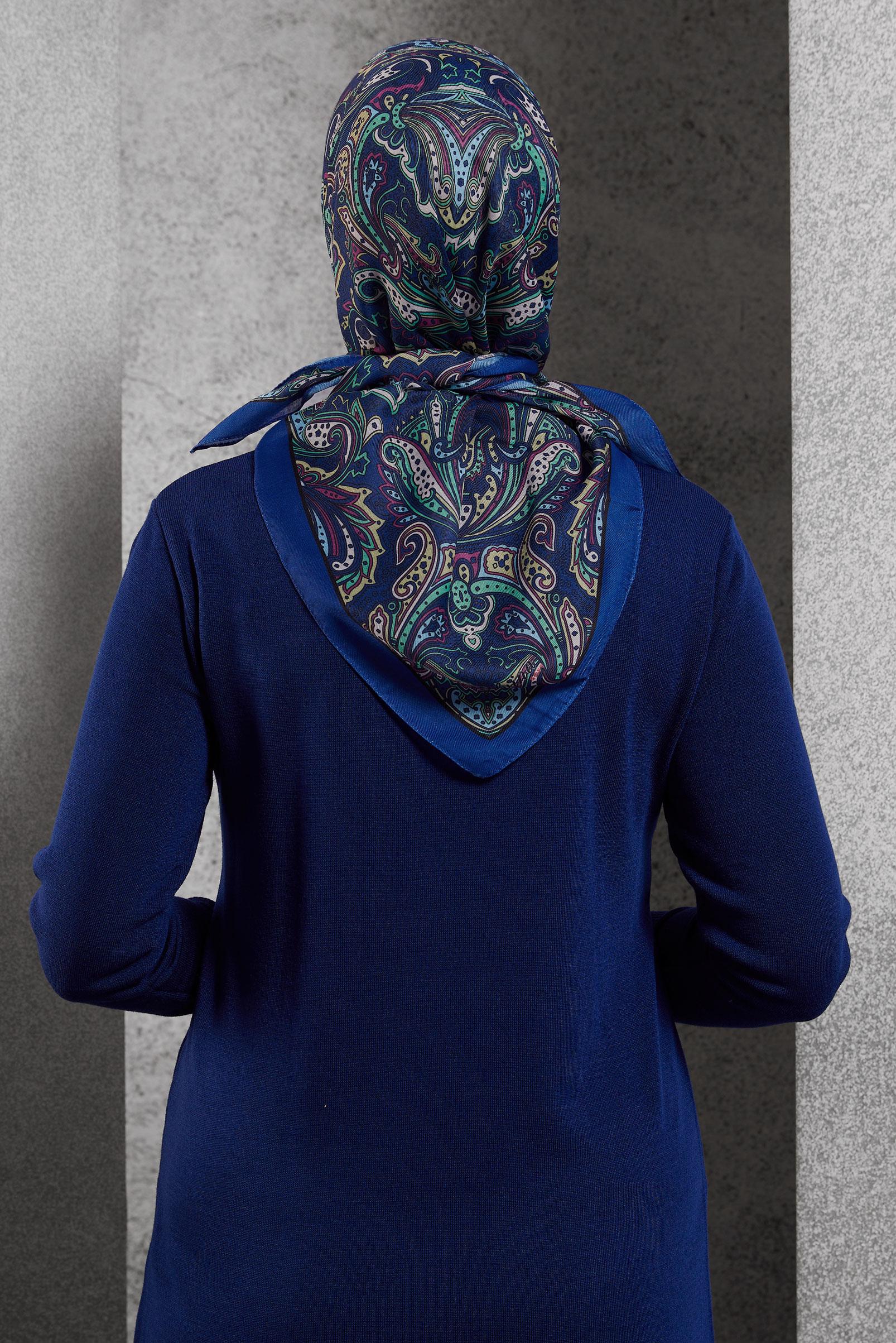 Tesettür giyim LACİVERT ALVİNA DESENLİ EŞARP 8515