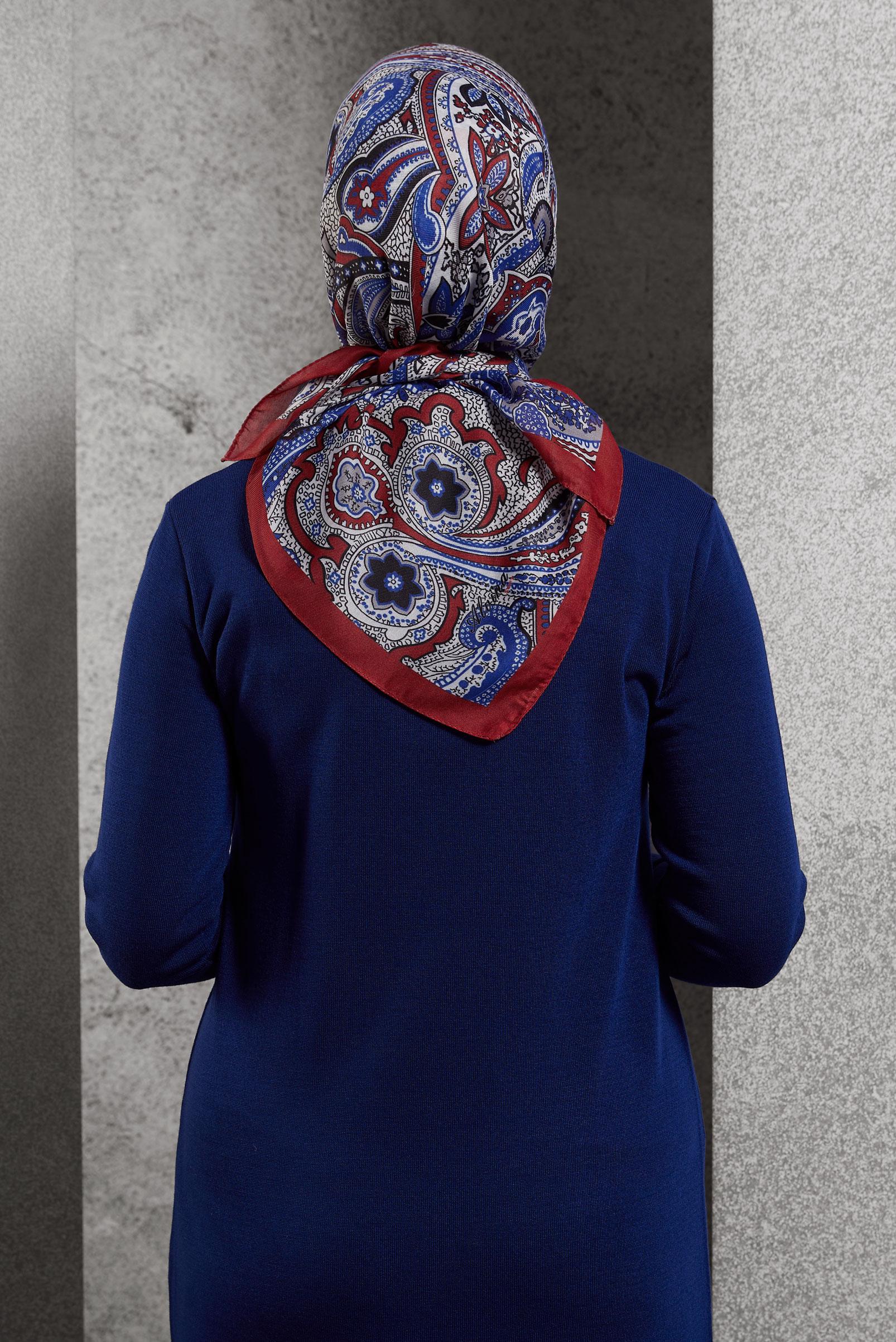 Tesettür giyim KIRMIZI ALVİNA DESENLİ EŞARP 8516