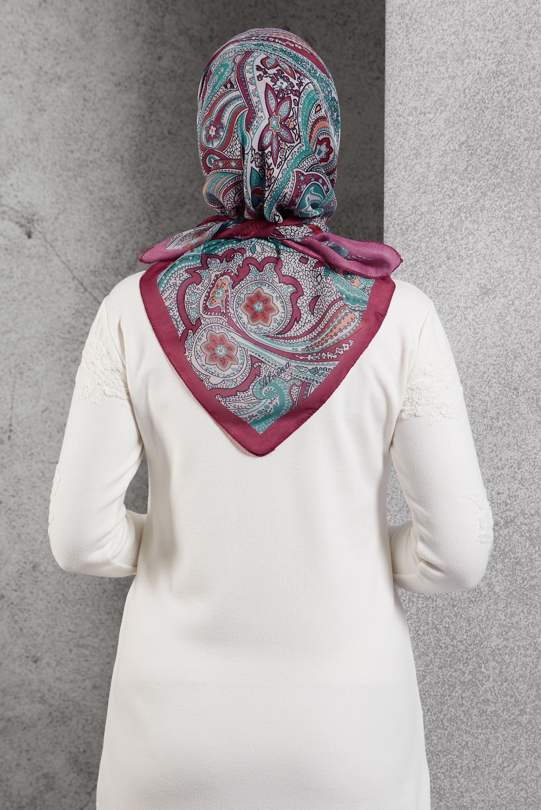 Tesettür giyim FUŞYA ALVİNA DESENLİ EŞARP 8516