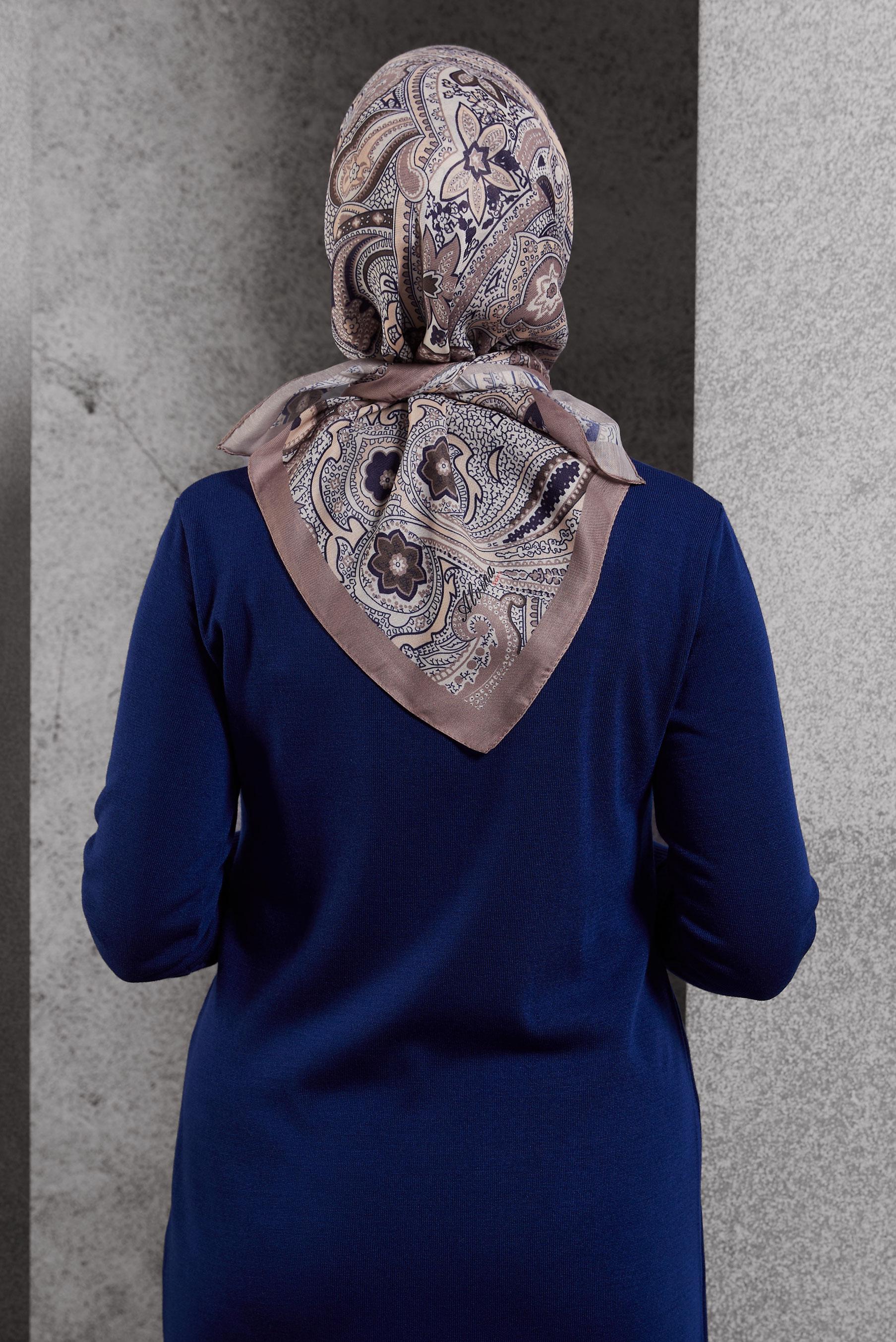 Tesettür giyim PUDRA ALVİNA DESENLİ EŞARP 8516