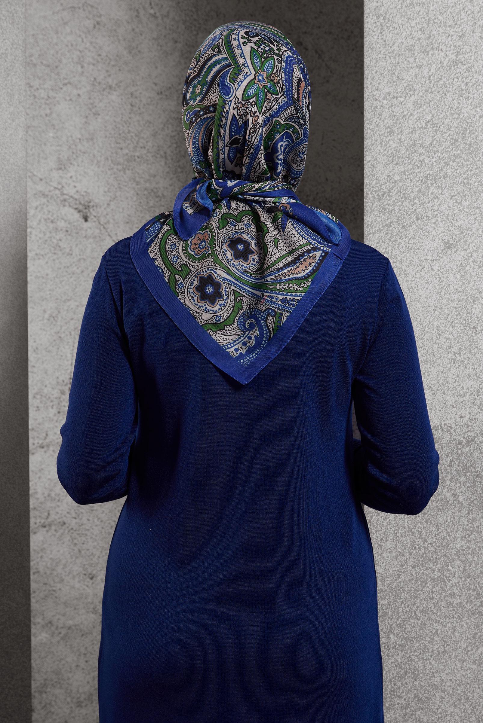 Tesettür giyim LACİVERT ALVİNA DESENLİ EŞARP 8516