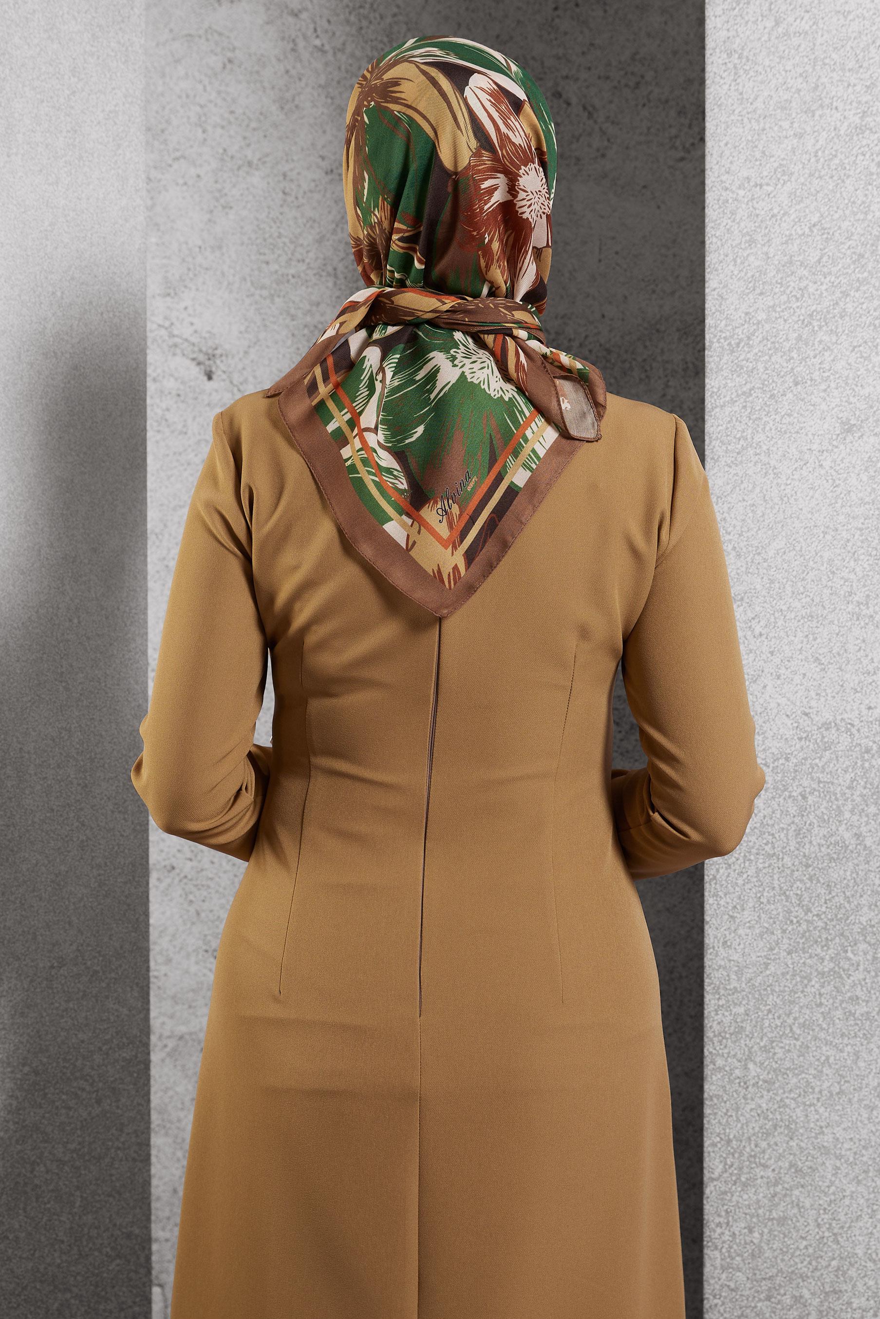 Tesettür giyim HAKİ ALVİNA DESENLİ EŞARP 8517