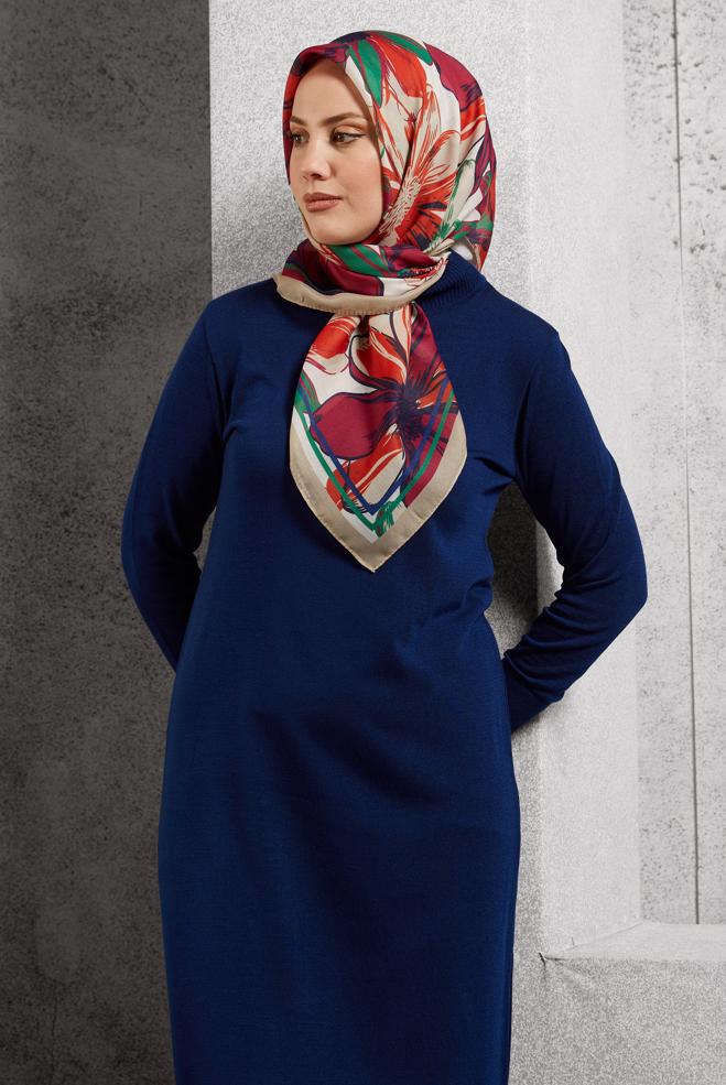 Hijab clothing ORANGE ALVINA PATTERNED SCARF 8517 - ALVİNA