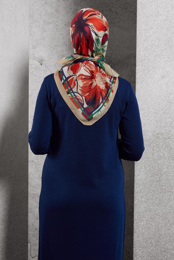 Hijab clothing ORANGE ALVINA PATTERNED SCARF 8517 - ALVİNA