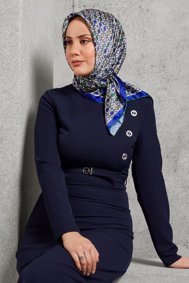 Hijab clothing GREEN ALVINA PATTERNED SCARF 8518 - ALVİNA