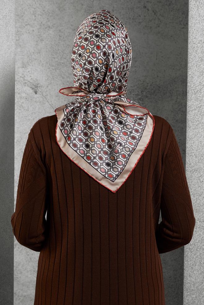Hijab clothing RED ALVINA PATTERNED SCARF 8518 - ALVİNA