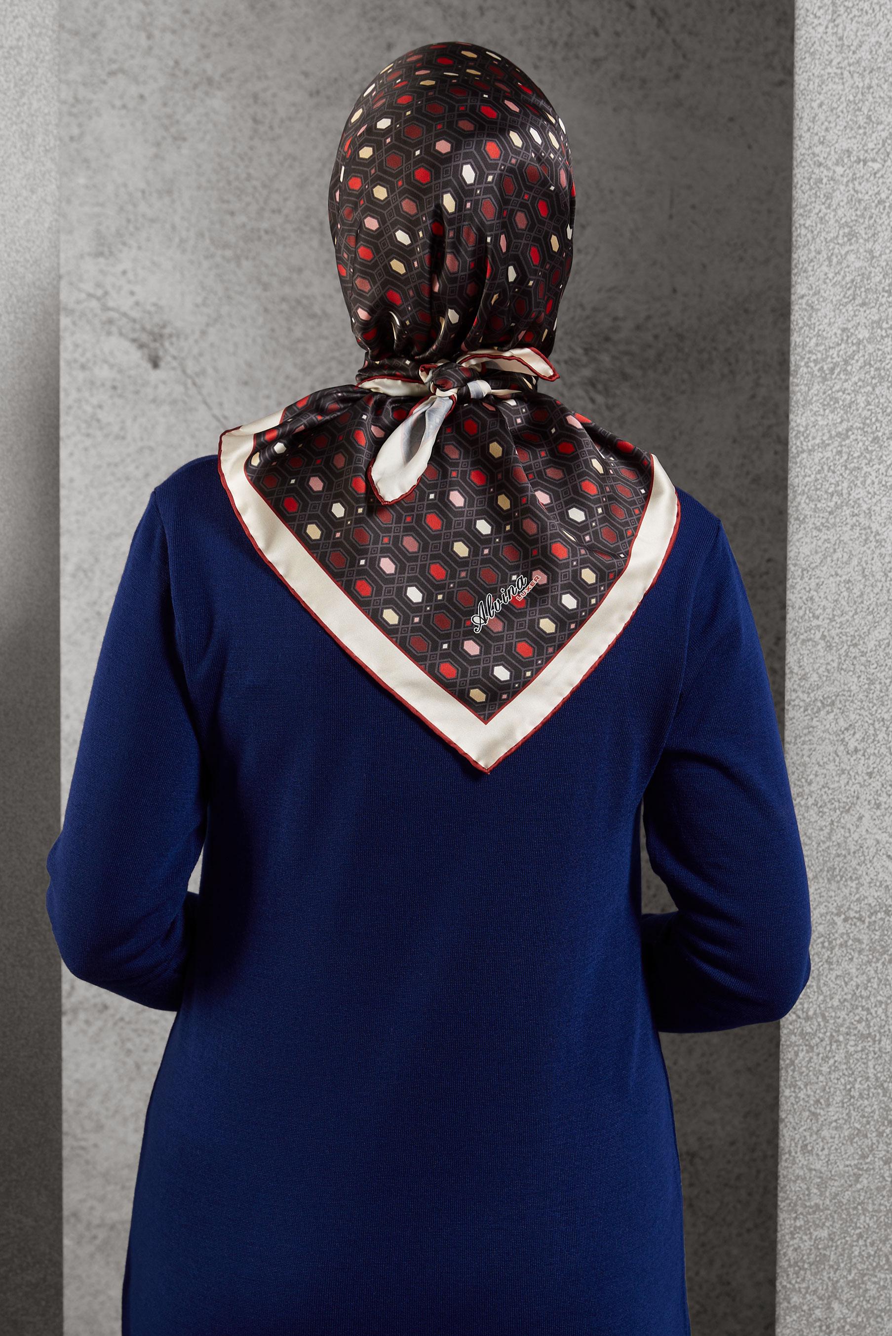 Tesettür giyim BORDO ALVİNA DESENLİ EŞARP 8518