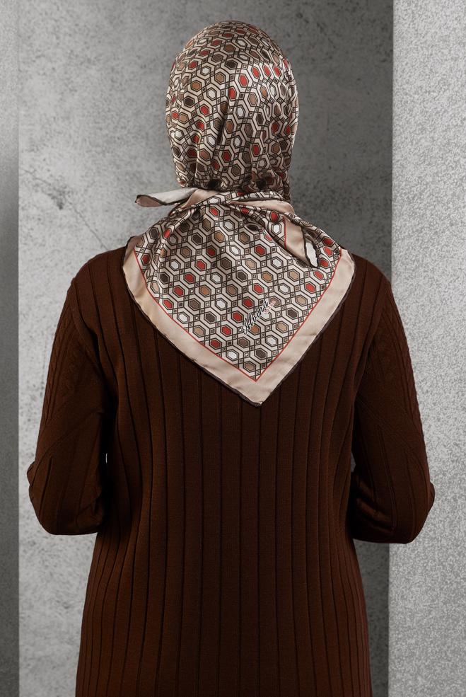 Hijab clothing BROWN ALVINA PATTERNED SCARF 8518 - ALVİNA