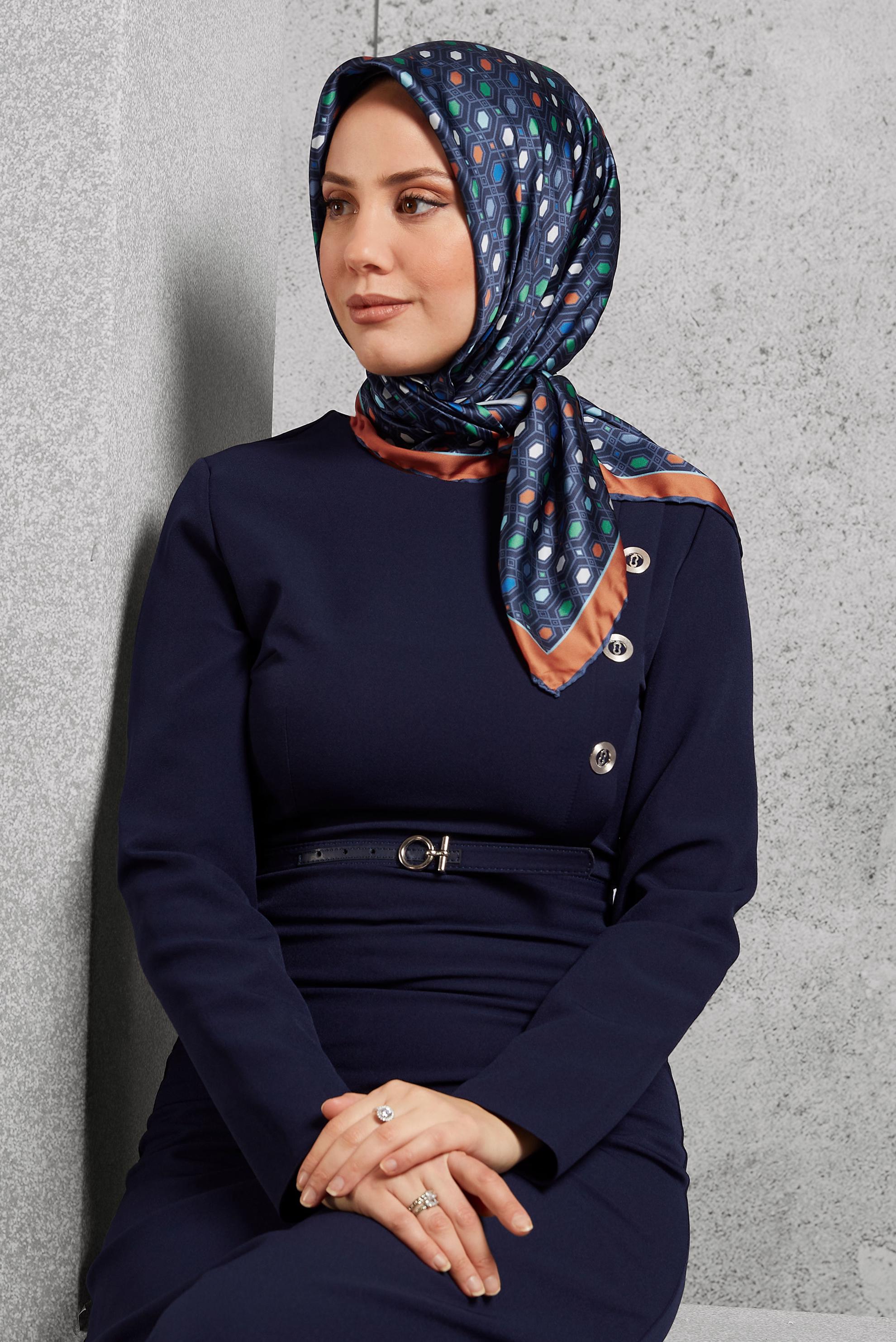 Hijab clothing NAVY BLUE ALVINA PATTERNED SCARF 8518
