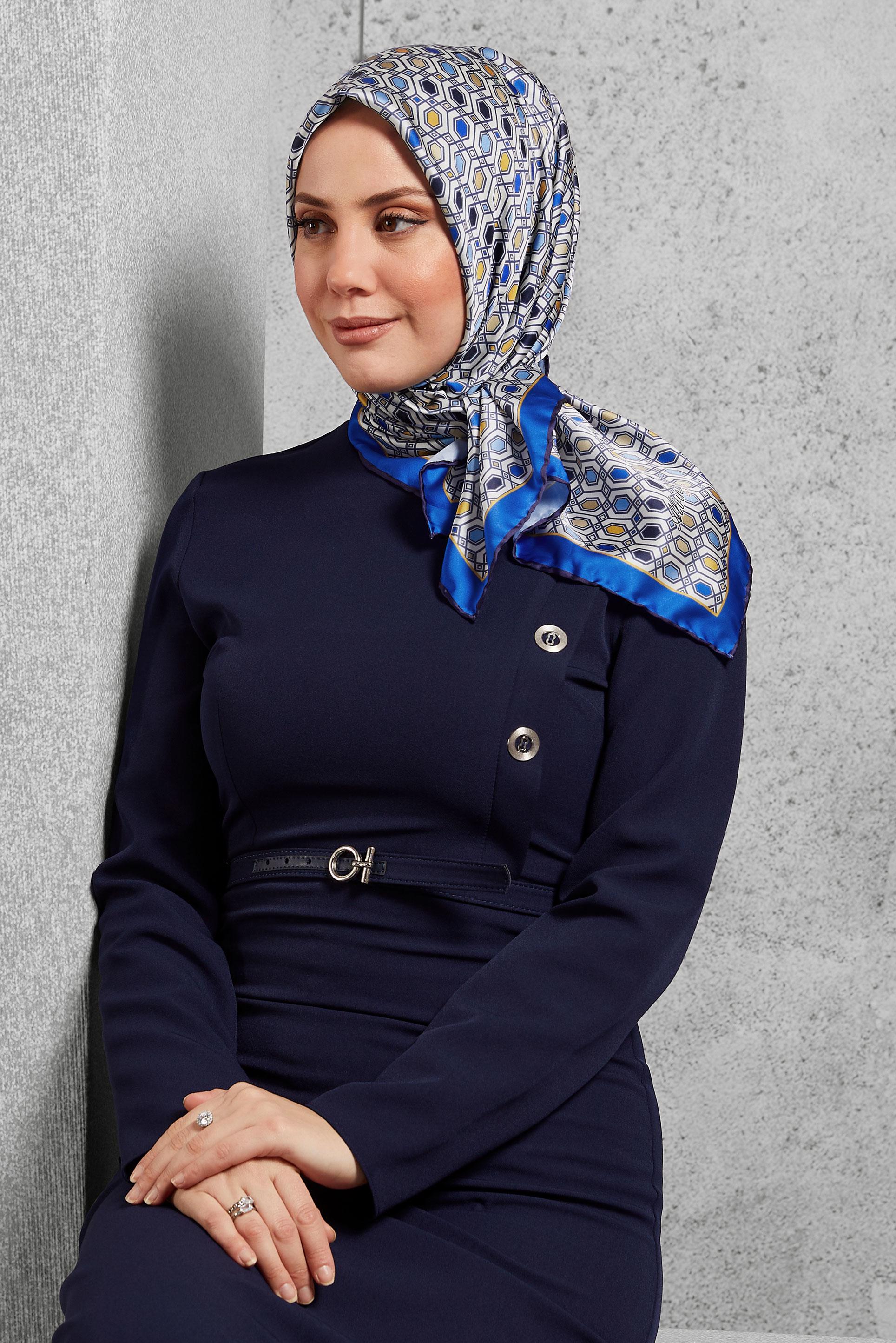 Hijab clothing NAVY BLUE ALVINA PATTERNED SCARF 8518