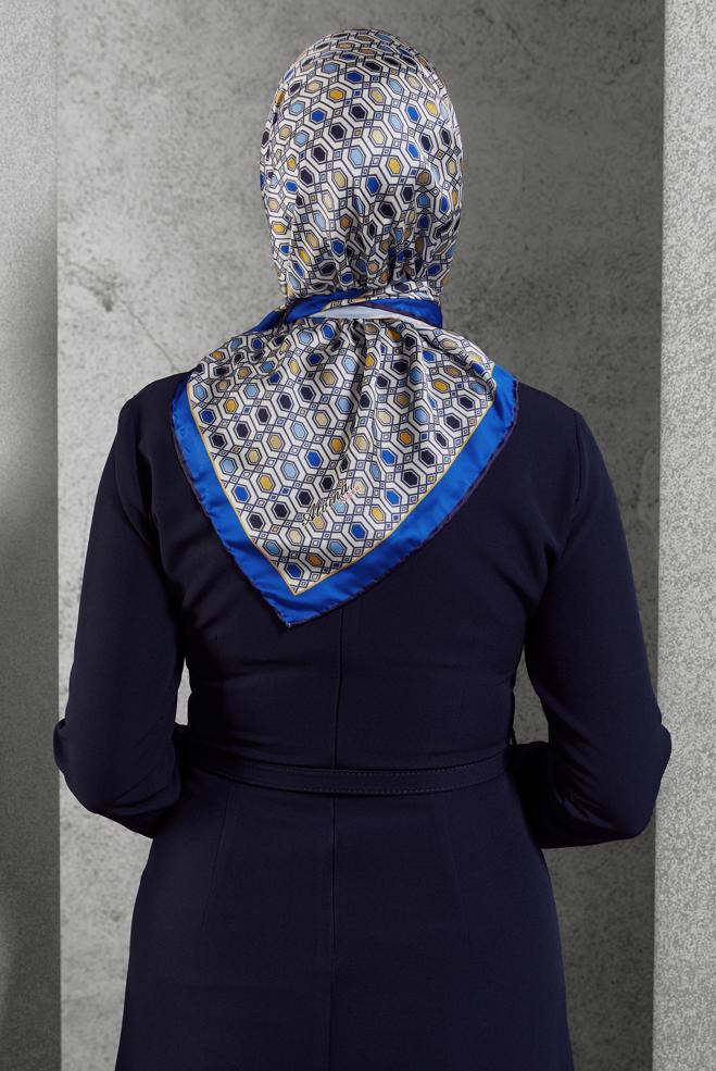 Hijab clothing NAVY BLUE ALVINA PATTERNED SCARF 8518 - ALVİNA