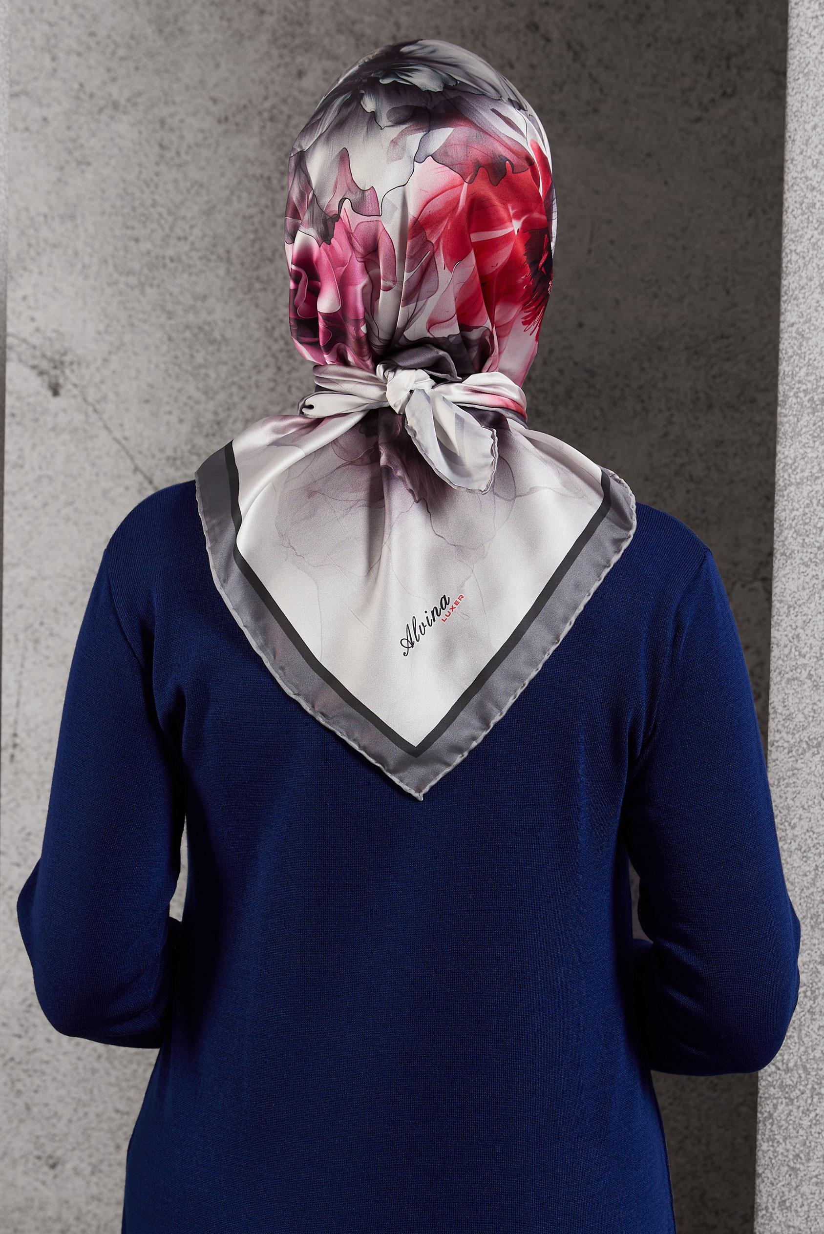 Tesettür giyim GRİ ALVİNA DESENLİ EŞARP 8519