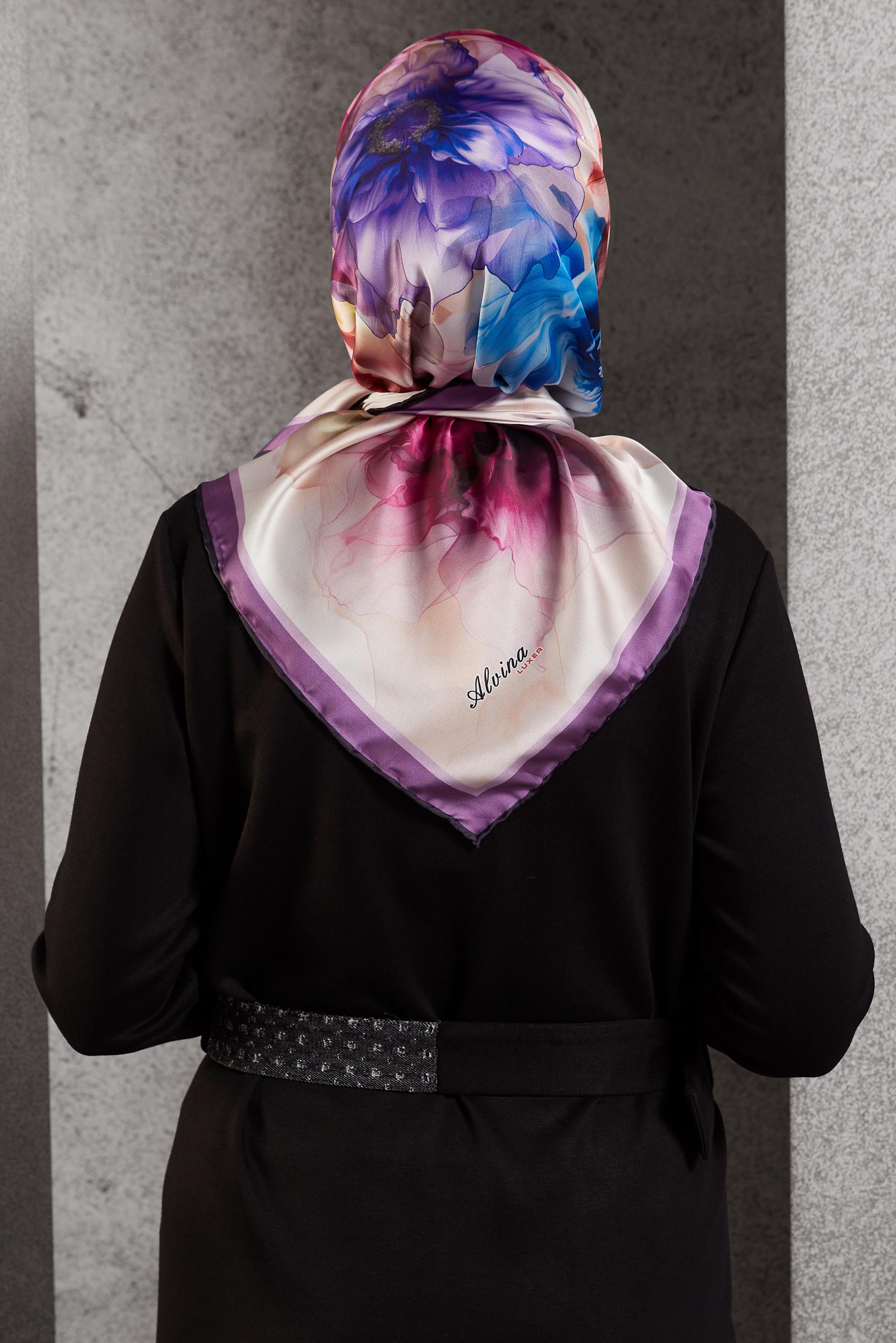 Tesettür giyim MOR ALVİNA DESENLİ EŞARP 8519