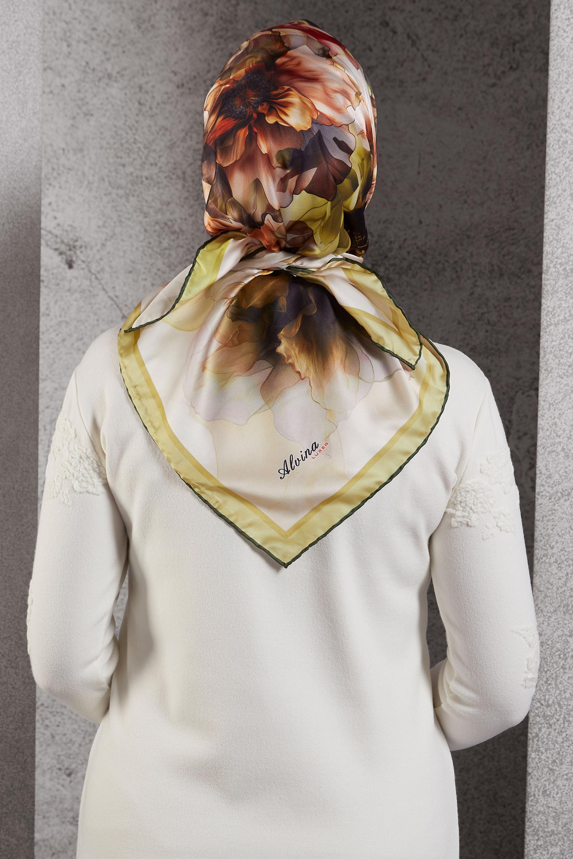 Tesettür giyim HAKİ ALVİNA DESENLİ EŞARP 8519