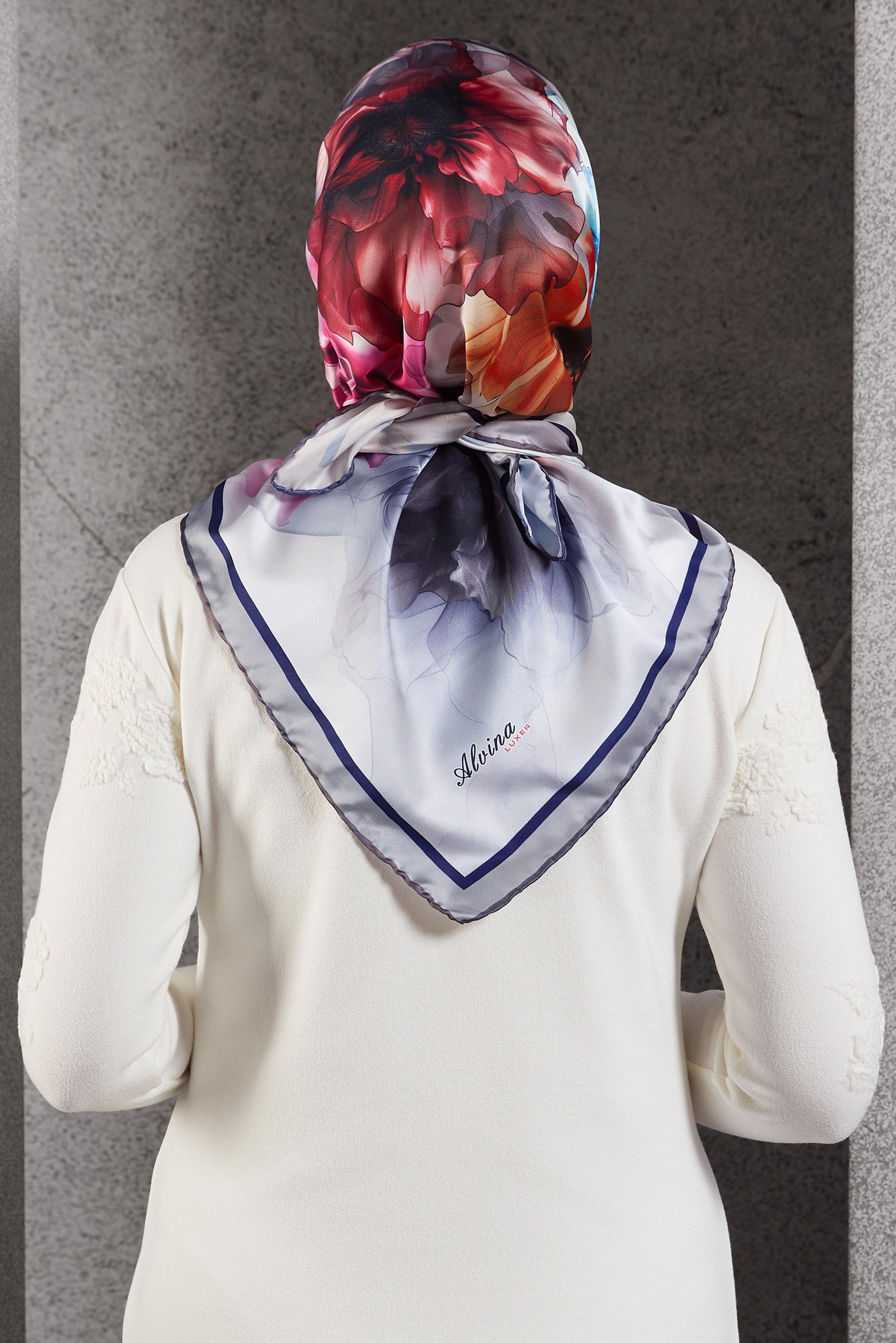 Tesettür giyim GRİ ALVİNA DESENLİ EŞARP 8519