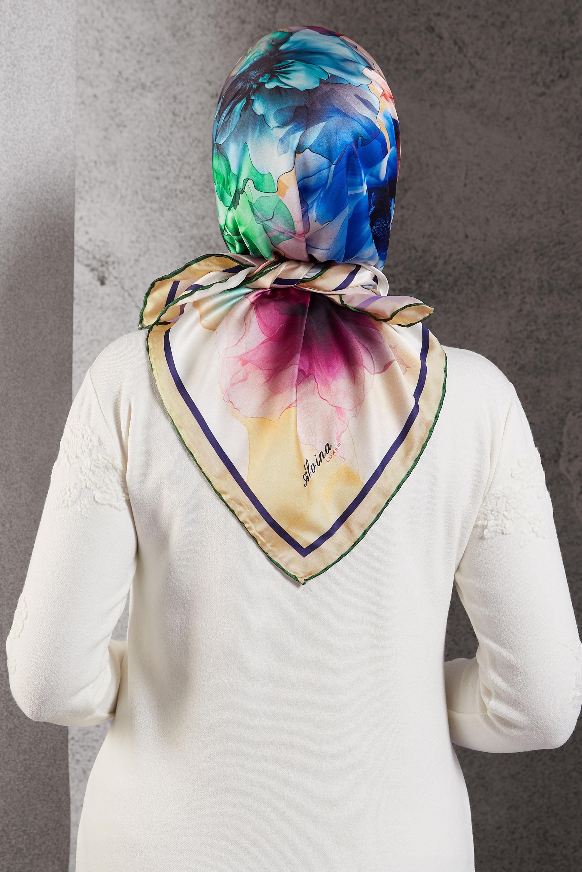 Tesettür giyim YEŞİL ALVİNA DESENLİ EŞARP 8519