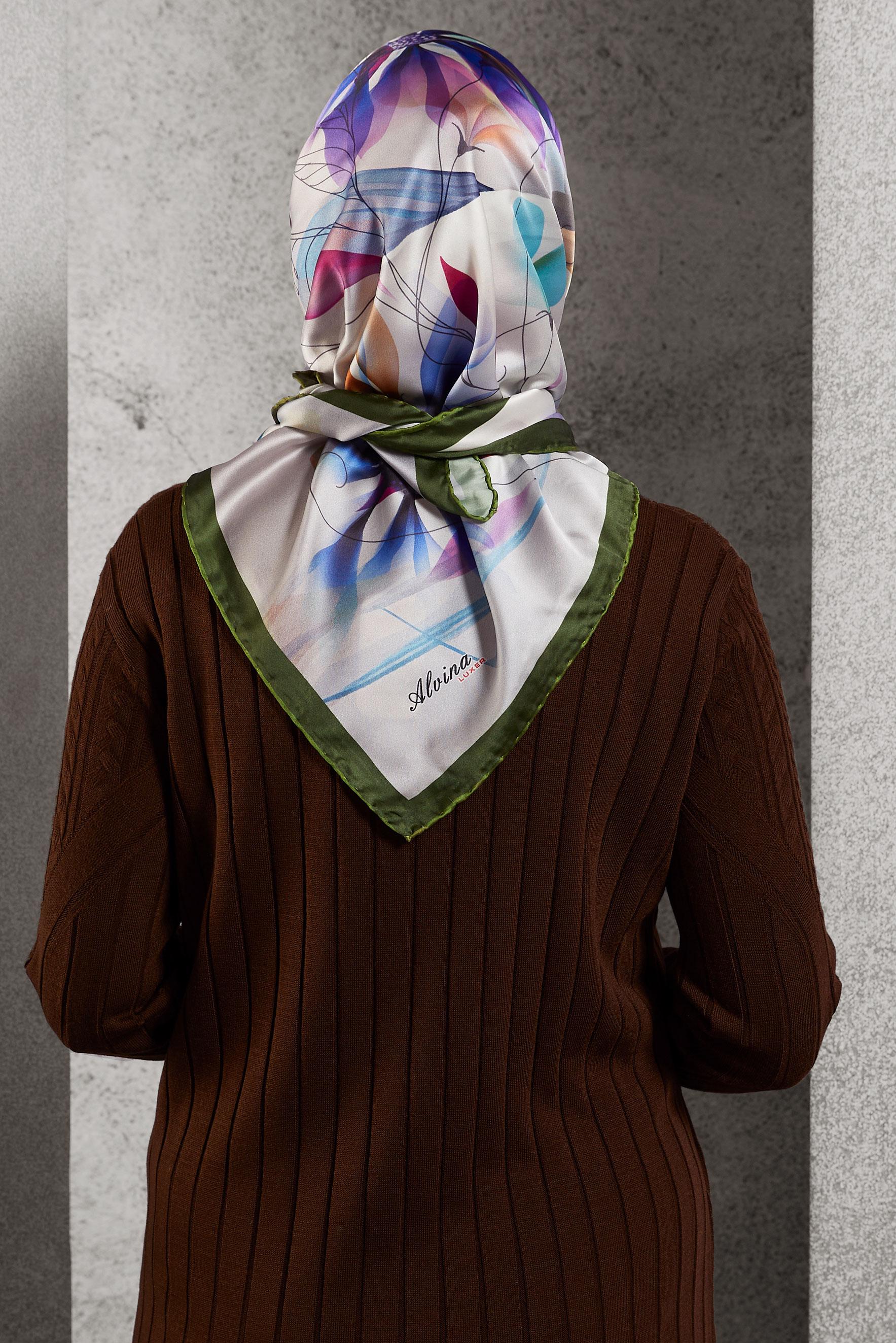 Tesettür giyim YEŞİL ALVİNA DESENLİ EŞARP 8520