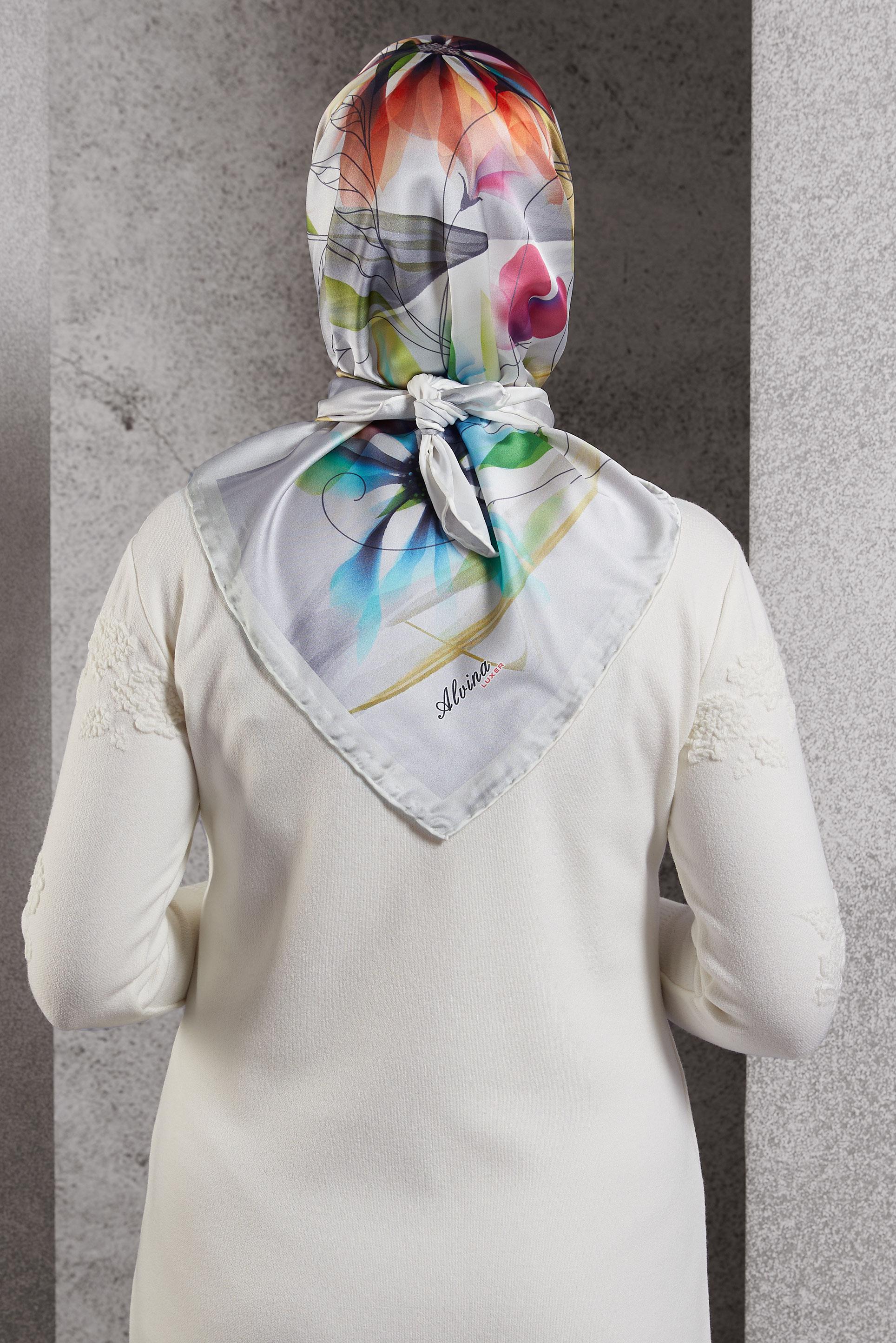 Tesettür giyim GÜMÜŞ ALVİNA DESENLİ EŞARP 8520