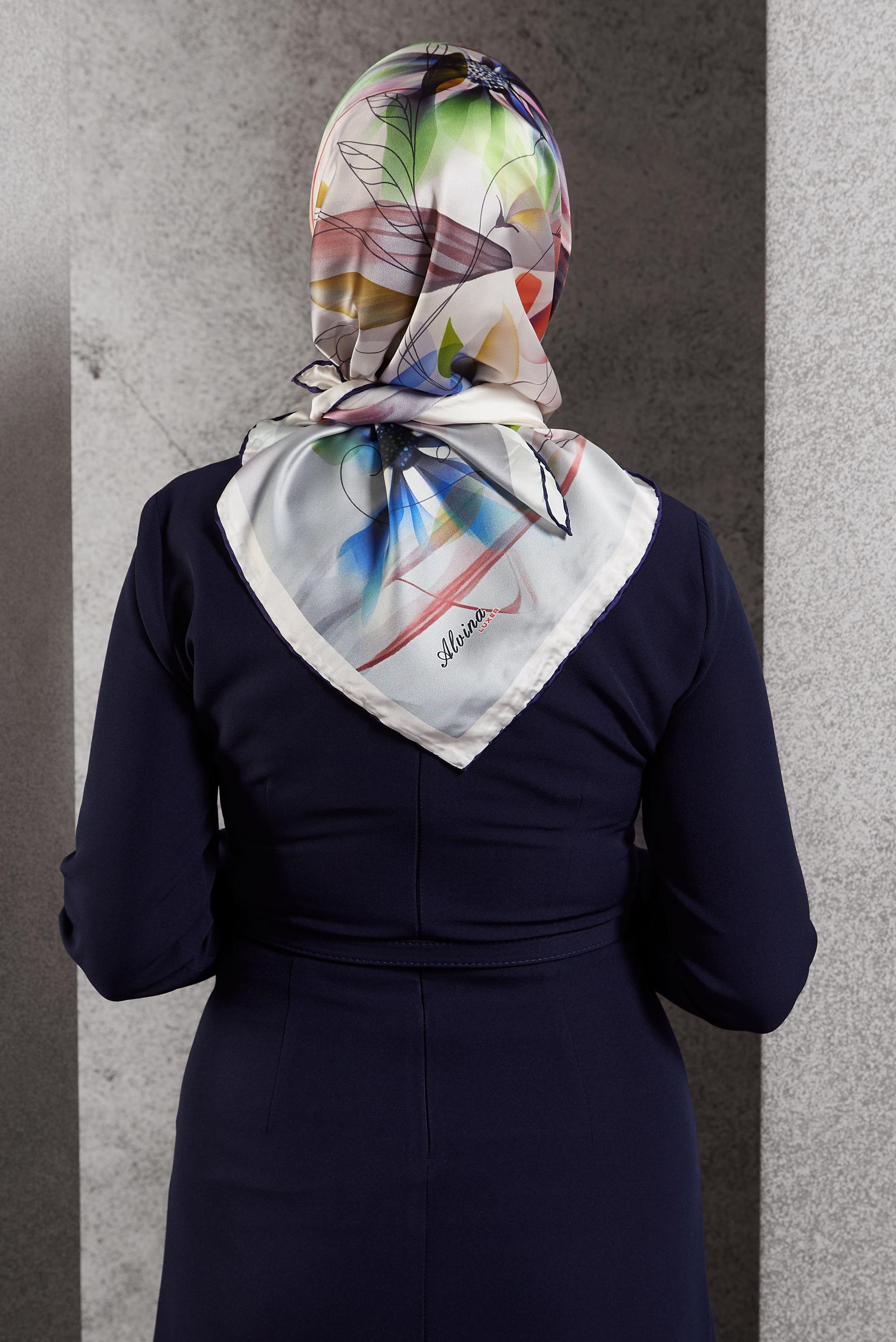 Tesettür giyim LACİVERT ALVİNA DESENLİ EŞARP 8520