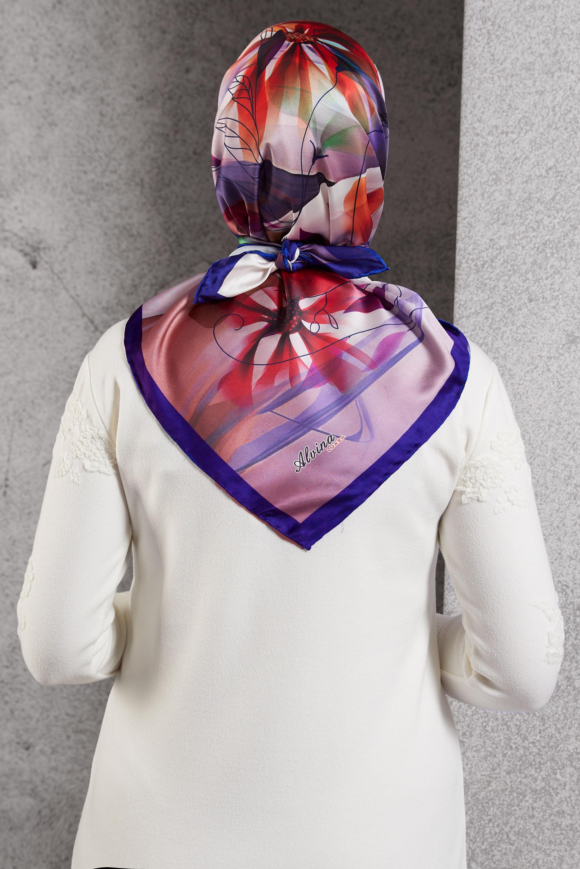 Tesettür giyim LACİVERT ALVİNA DESENLİ EŞARP 8520