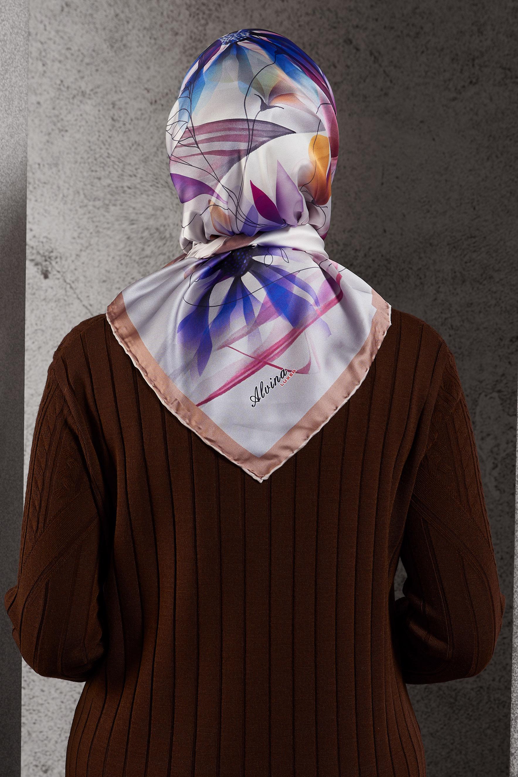 Tesettür giyim PUDRA ALVİNA DESENLİ EŞARP 8520