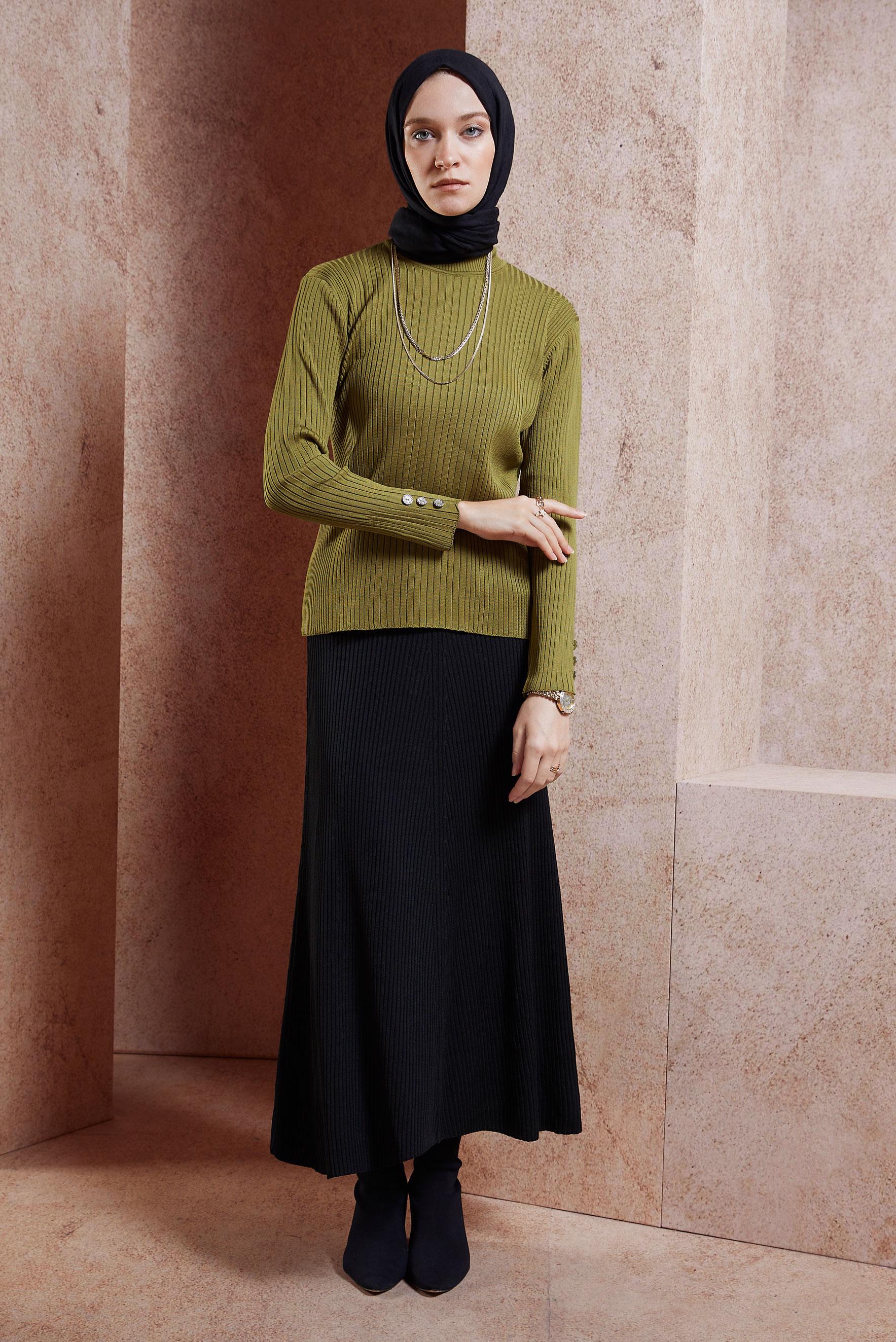 Hijab clothing BLACK MODEST KNITWEAR SKIRT 60610
