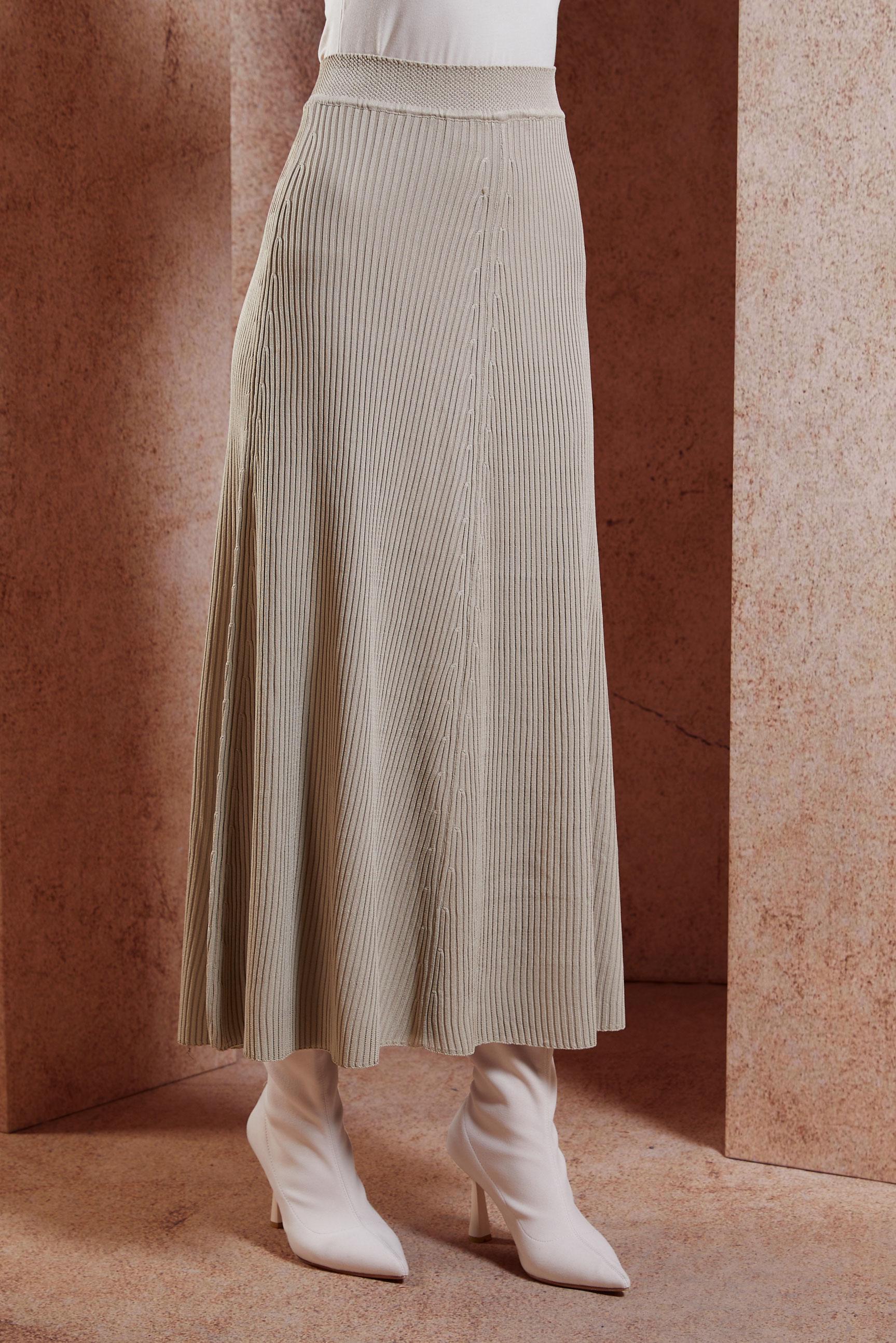 Tesettür giyim BEJ TESETTÜR TRİKO ETEK 60610