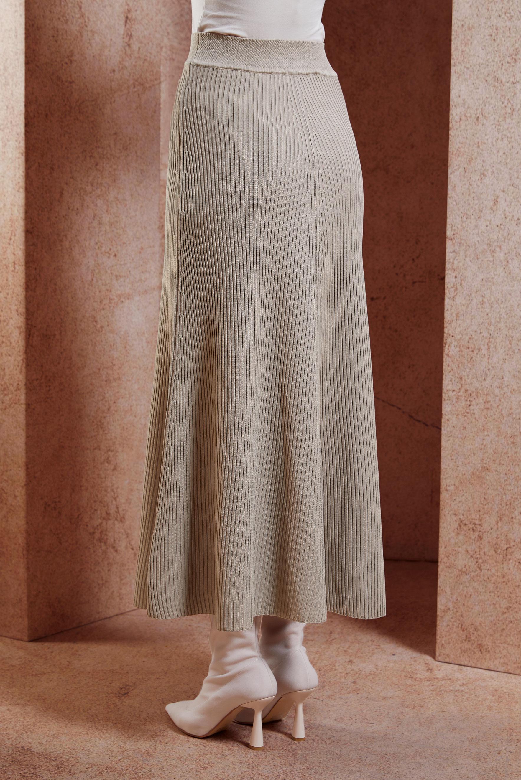 Tesettür giyim BEJ TESETTÜR TRİKO ETEK 60610