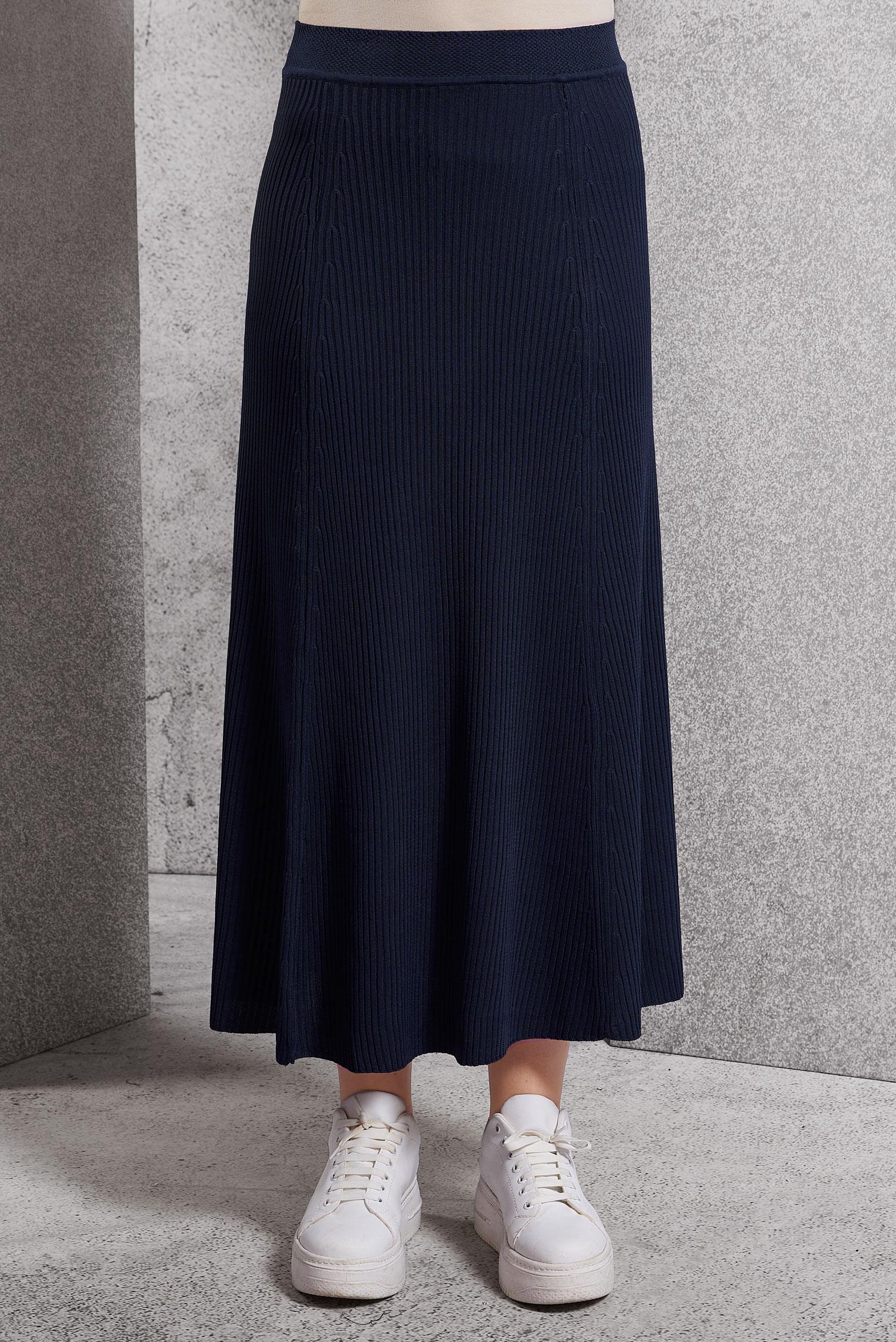 Tesettür giyim LACİVERT TESETTÜR TRİKO ETEK 60610